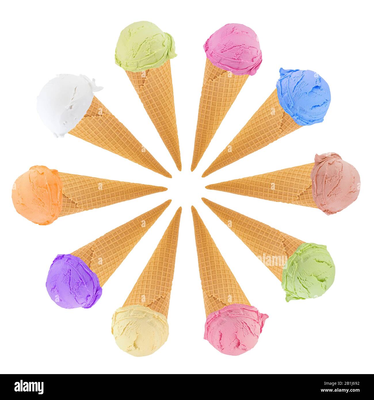 Set of ice cream in waffle cone isolated on white background Stock ...