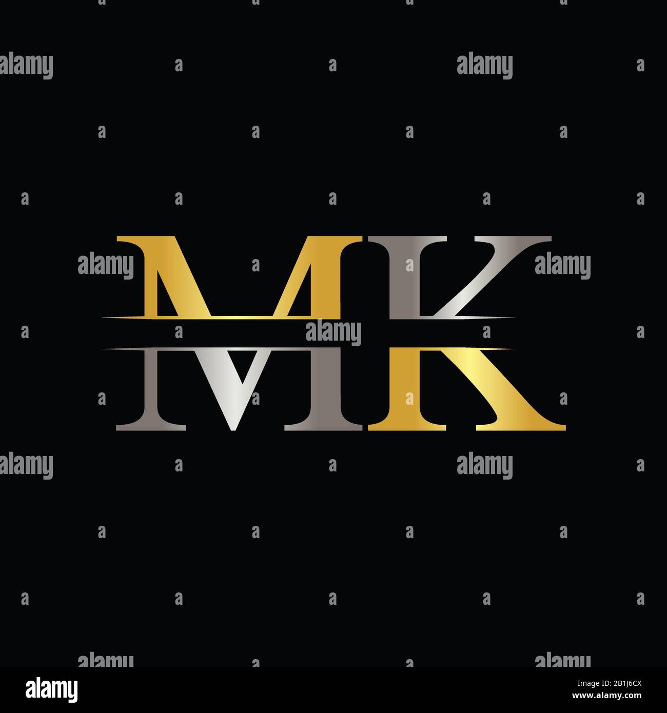 Initial MK letter Logo Design vector Template. Abstract Letter MK logo Design Stock Vector