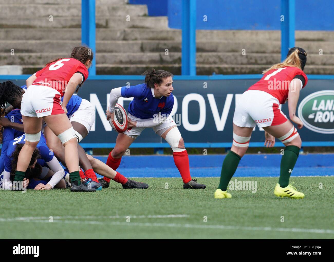 Laure Sansus (France) Seen in action during the   Womens Six Nations Rugby Wales v France at Cardiff Arms Park Cardiff United Kingdom on February 23 2 Stock Photo