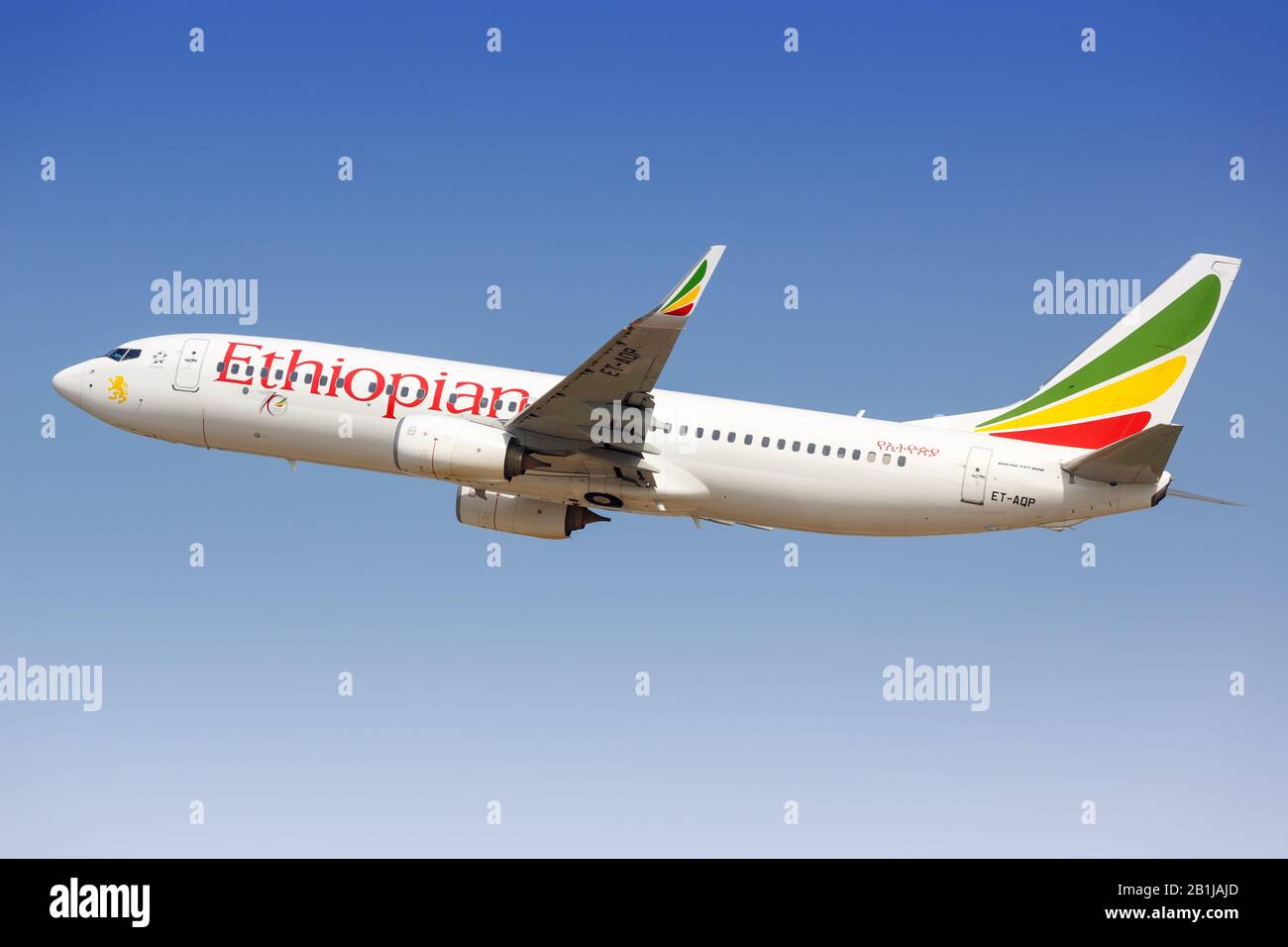 Tel Aviv, Israel – February 24, 2019: Ethiopian Airlines Boeing 737-800 airplane at Tel Aviv airport (TLV) in Israel. Stock Photo