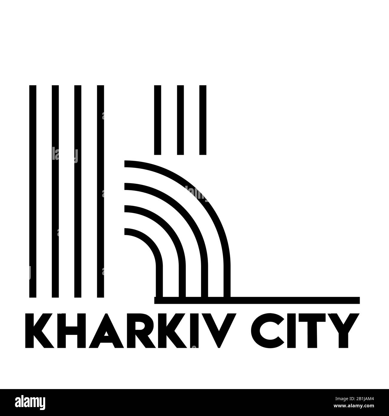 logo in the style of a flat design on the theme Kharkov city. Lettering. Stock Vector
