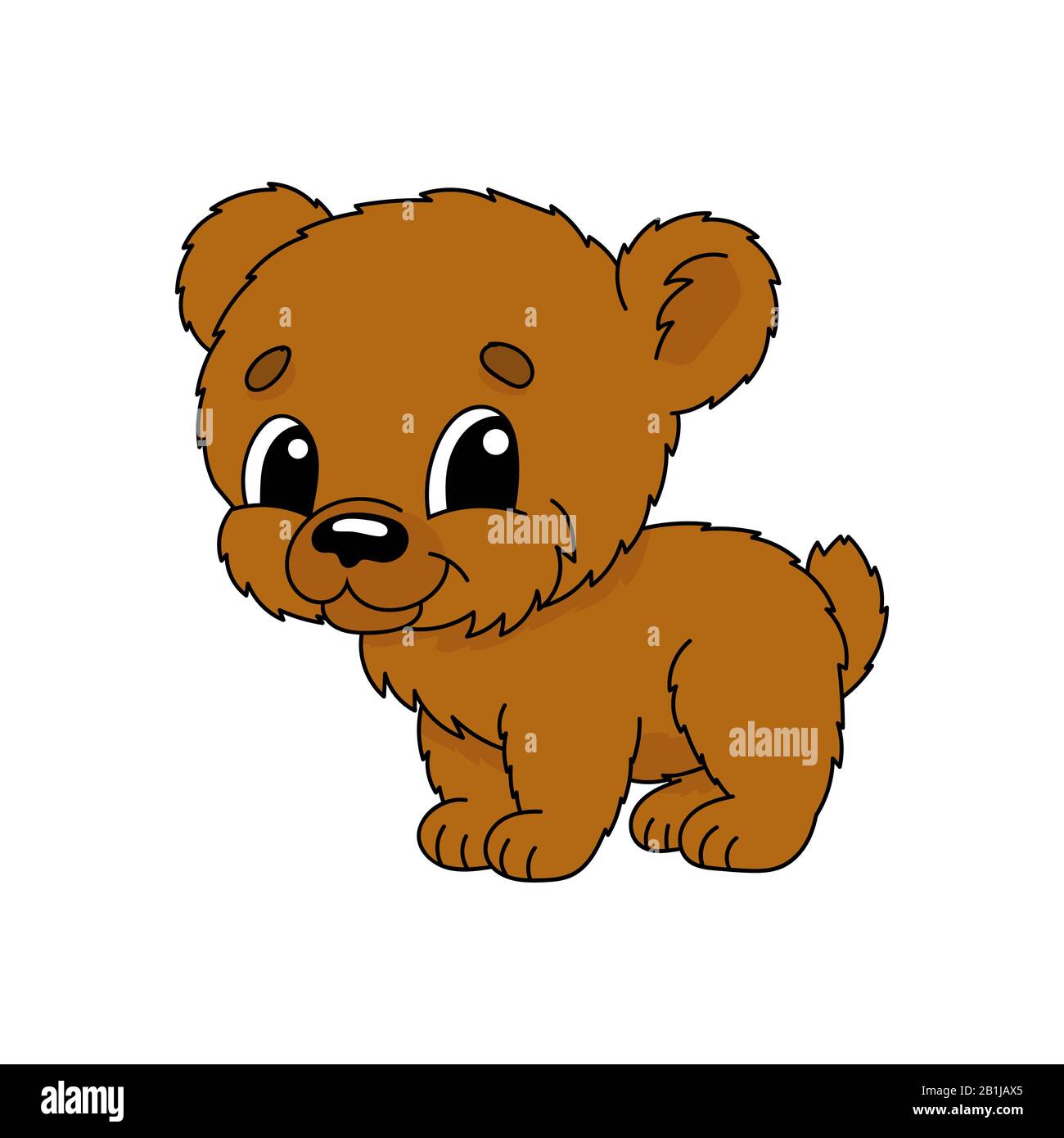 Brown bear. Cute flat vector illustration in childish cartoon style ...