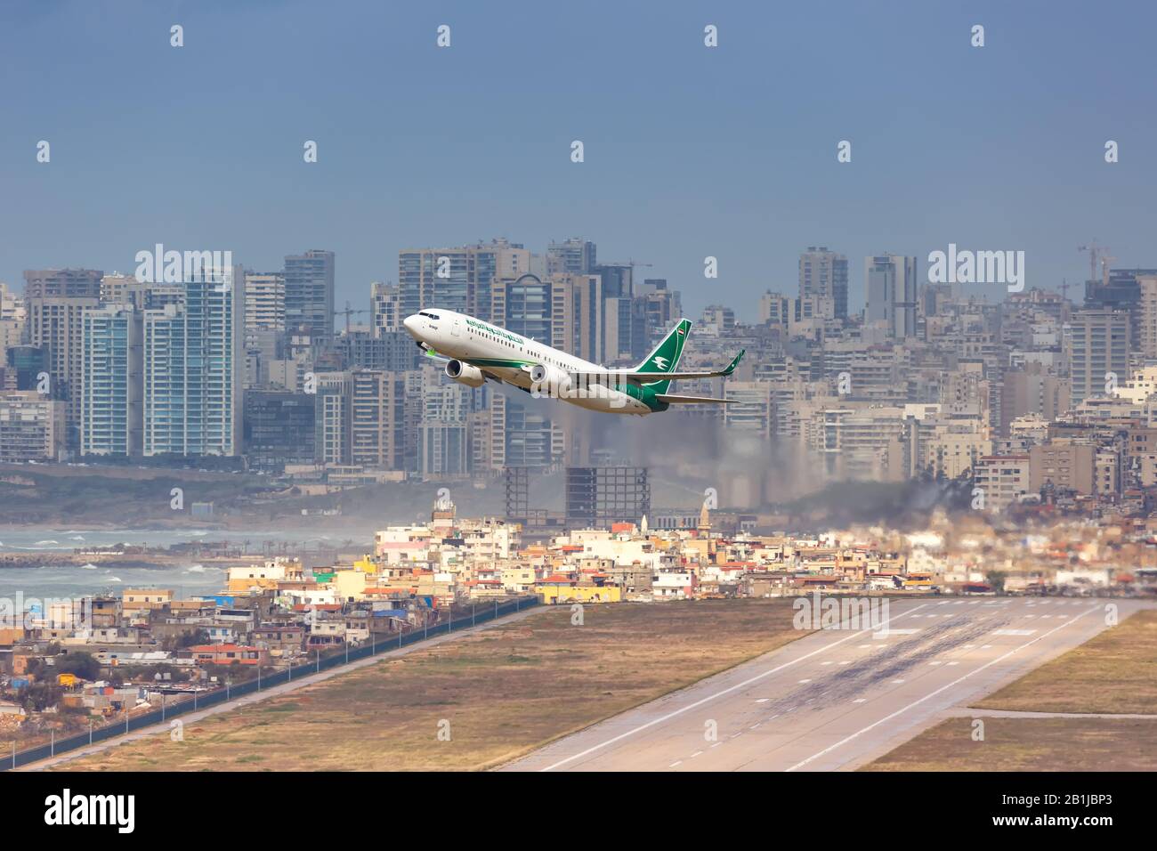 Beirut, Lebanon – February 16, 2019: Iraqi Airways Boeing 737 airplane at Beirut airport (BEY) in Lebanon. Stock Photo