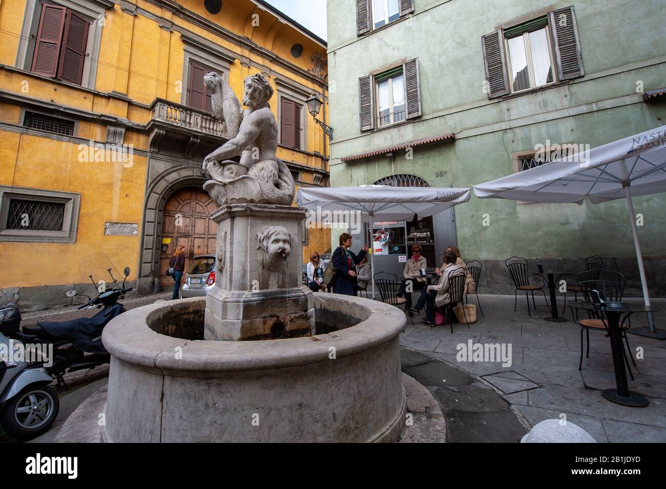 Coffee on the corner in Bergamo old town Stock Photo