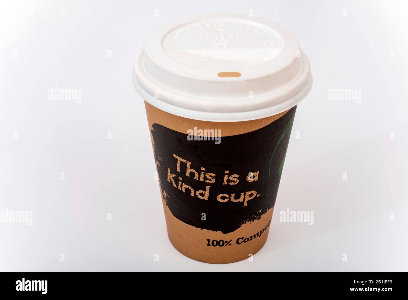 100% compostable coffee cup Stock Photo