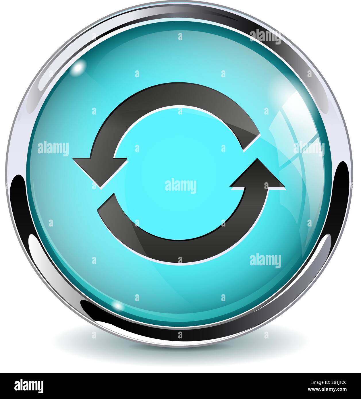 Blue glass media button. Refresh sign Stock Vector