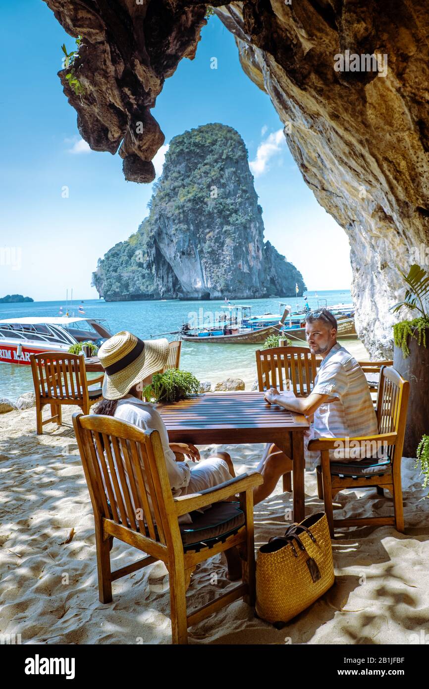 Krabi Thailand January 2020, Restaurant the Grotto on Railay beach with ...