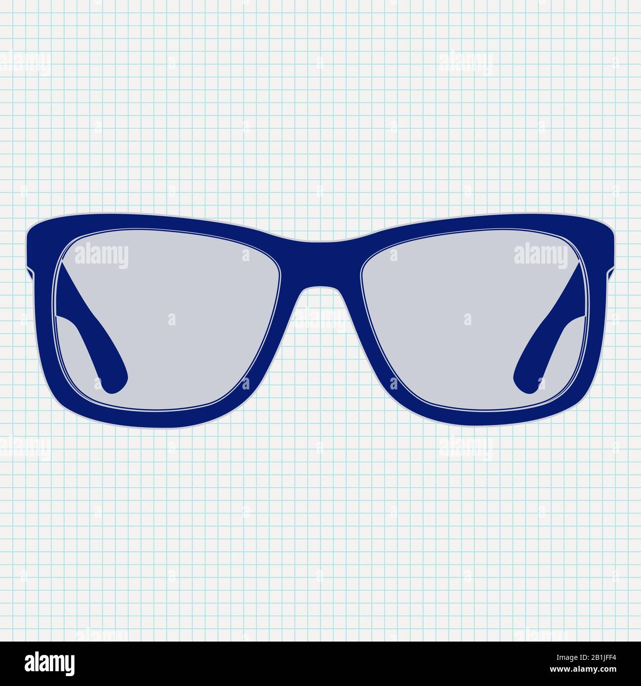 3d glasses. Icon on lined paper background Stock Vector