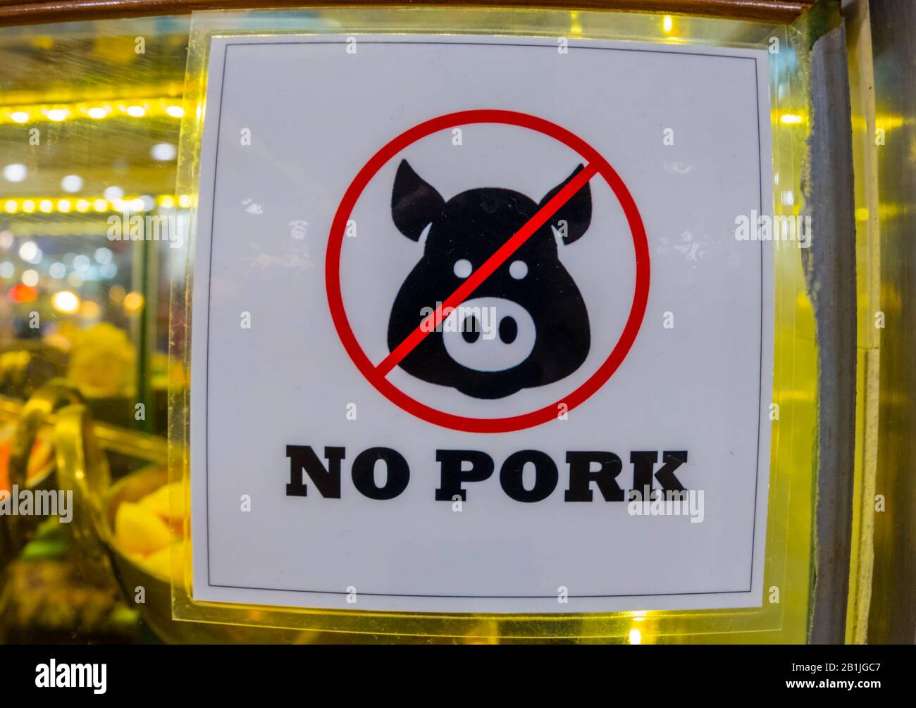 Restaurant not serving pork, Bangkok, Thailand Stock Photo