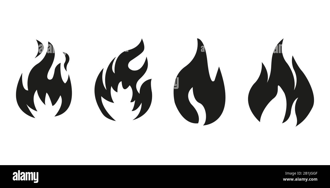 Fire flames, set vector icons Stock Vector