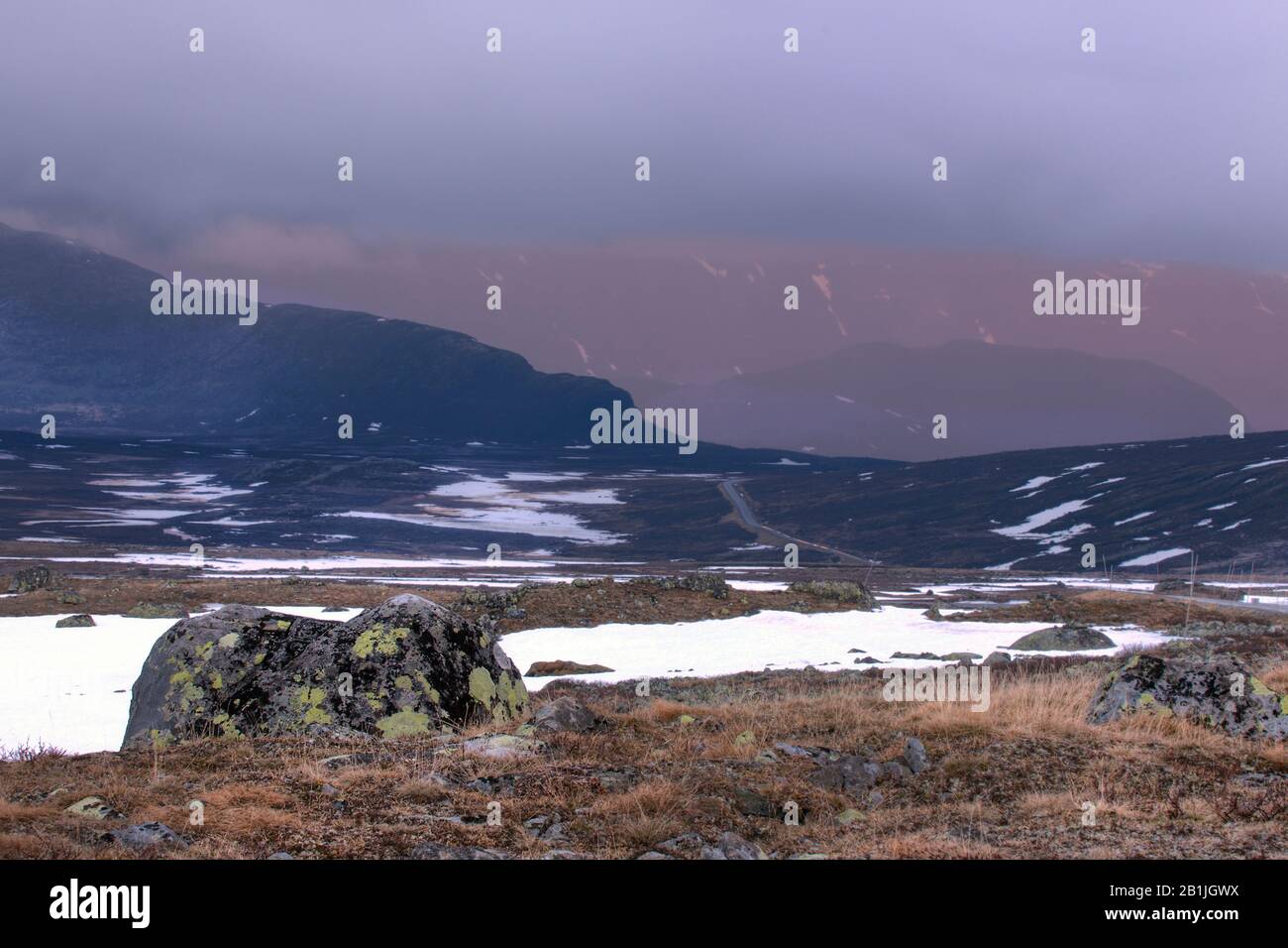 Jotunheimen bei Sonnenuntergang, Norway, Jotunheimen National Park, Bygdin Stock Photo
