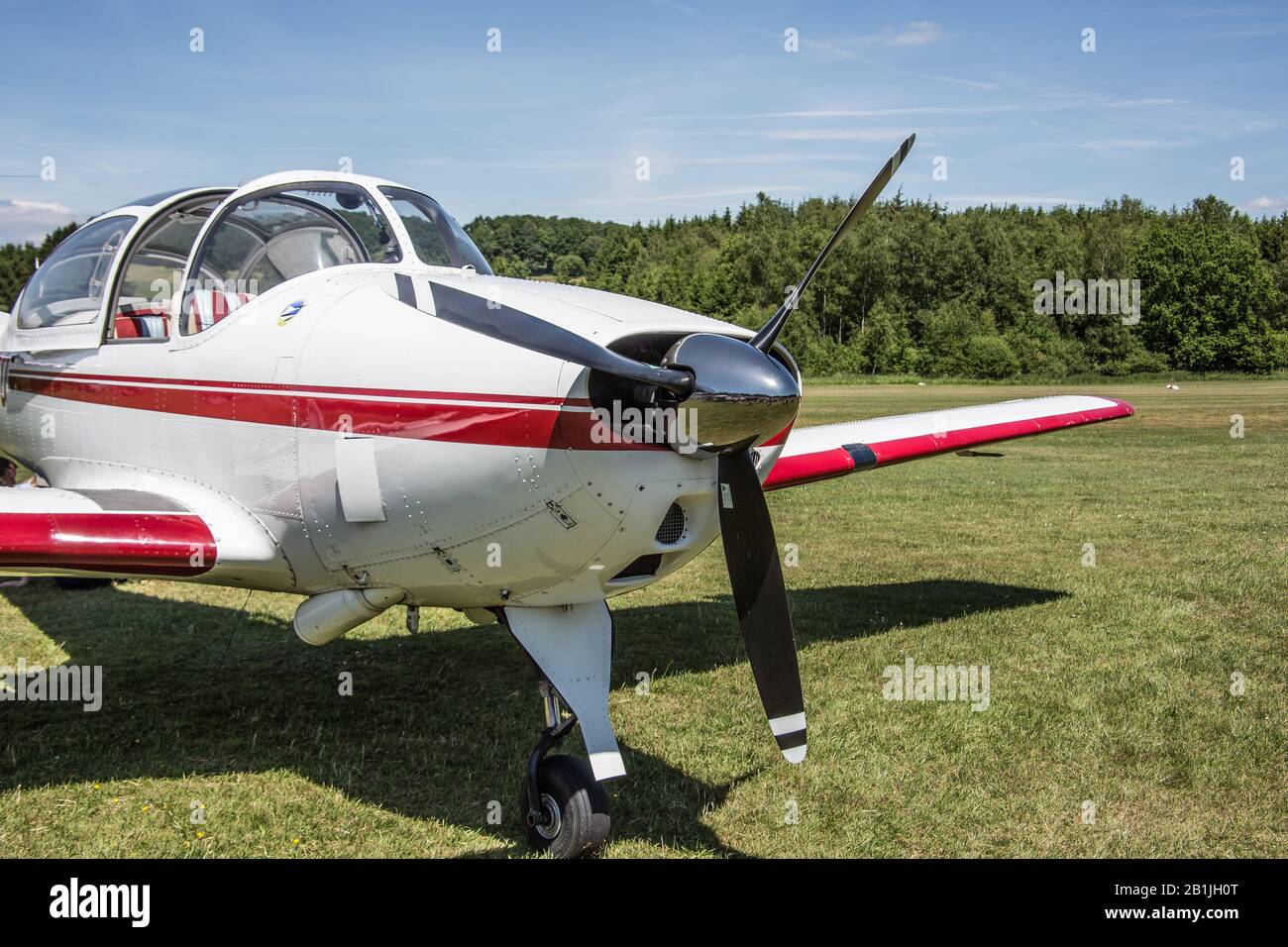 Sports airfield with runway on lawn in Wenden Stock Photo