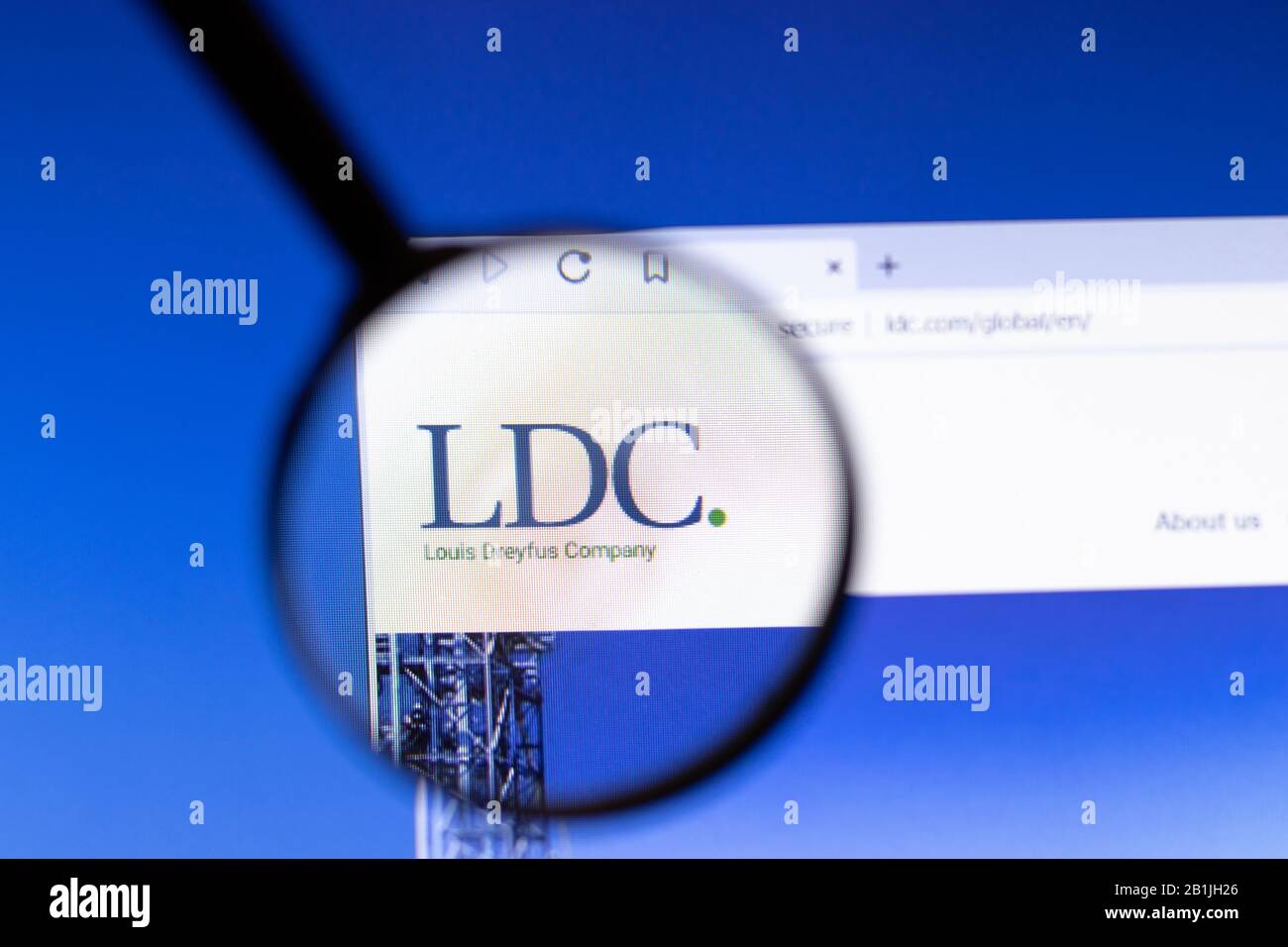 Los Angeles, California, USA - 25 February 2020: Louis Dreyfus Company website homepage icon. LDC.com logo visible on display screen, Illustrative Stock Photo