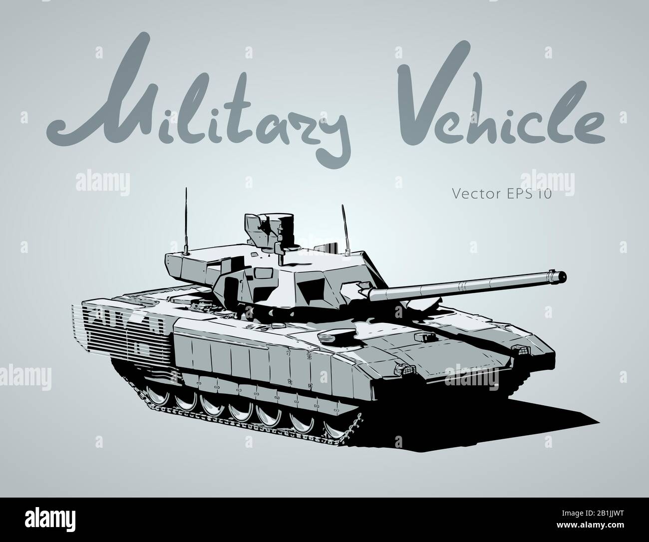 Modern russian battle tank. Military machine. Vector illustration Stock Vector