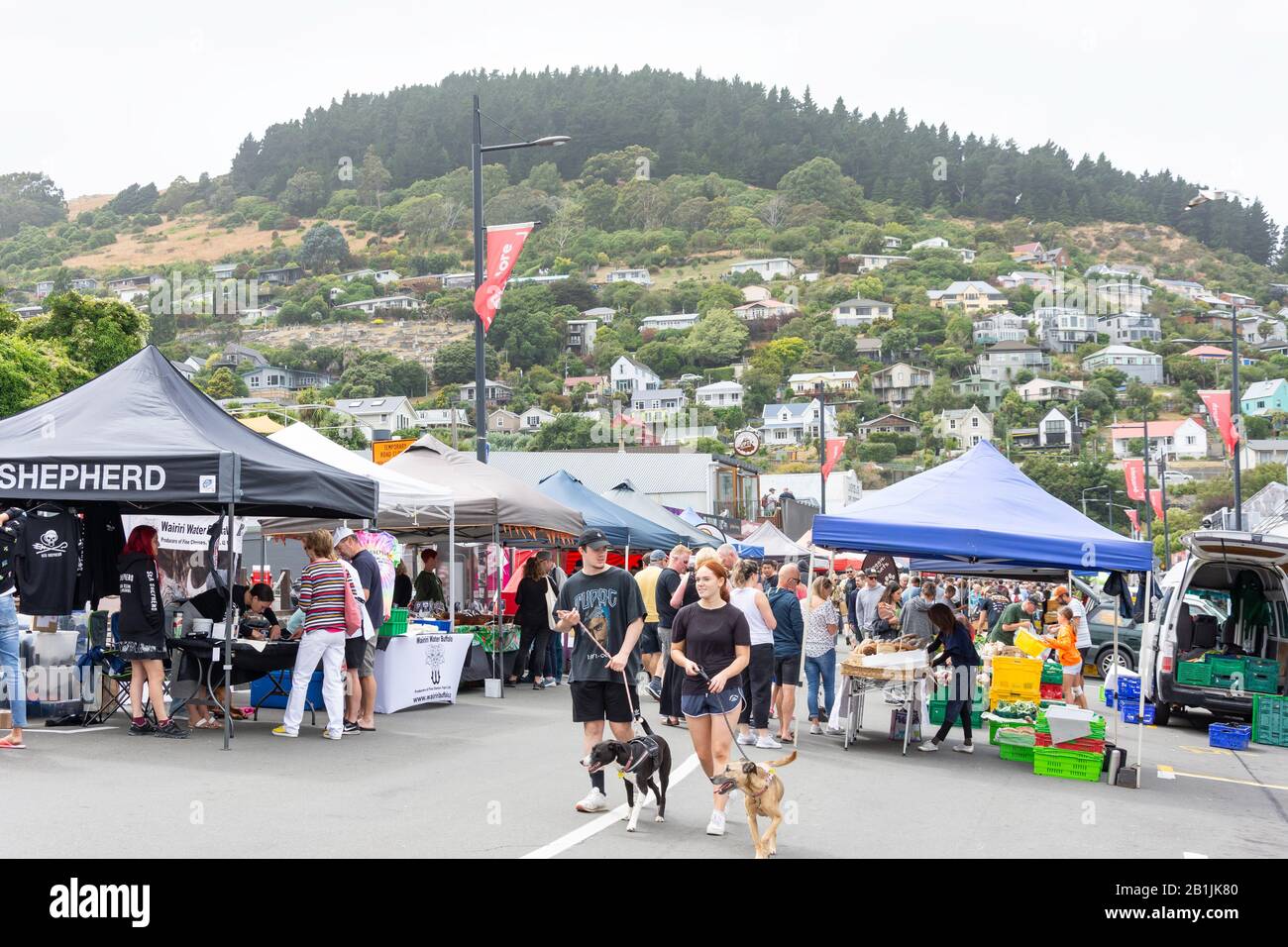 Food stalls at Lyttelton Farmer's Market, Lyttelton, Lyttelton Harbour, Banks Peninsula