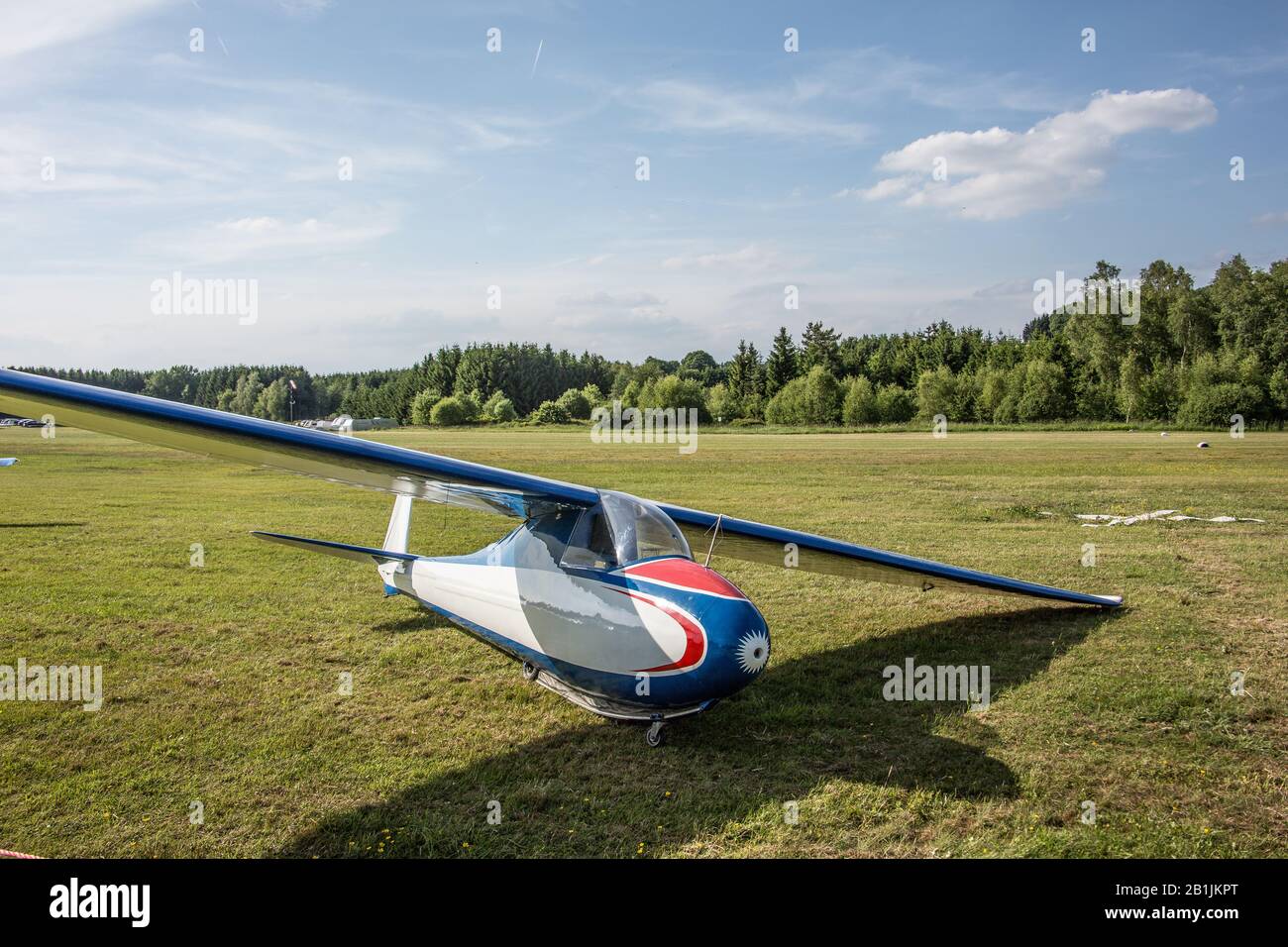 Sports airfield with runway on lawn in Wenden Stock Photo