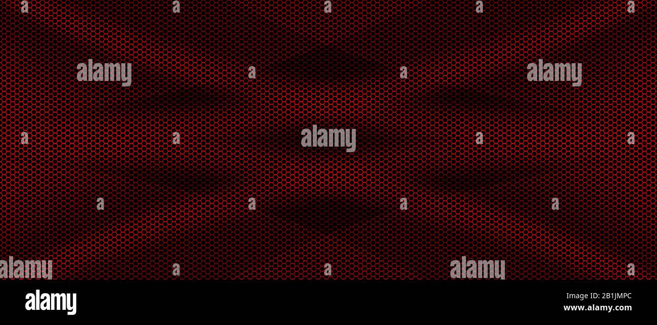 red and black mesh metal background and texture. 3d illustration banner for website template. Stock Photo