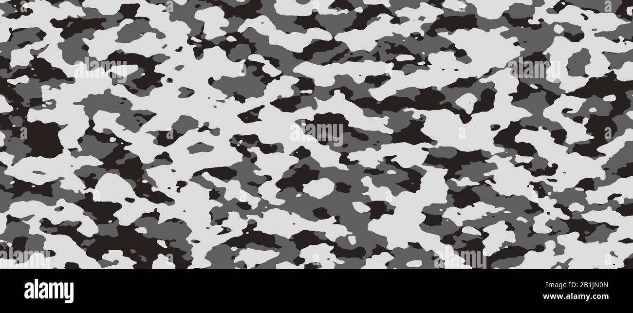 black and gray camouflage banner. background and texture. illustration for background template. extreme widescreen. Stock Photo
