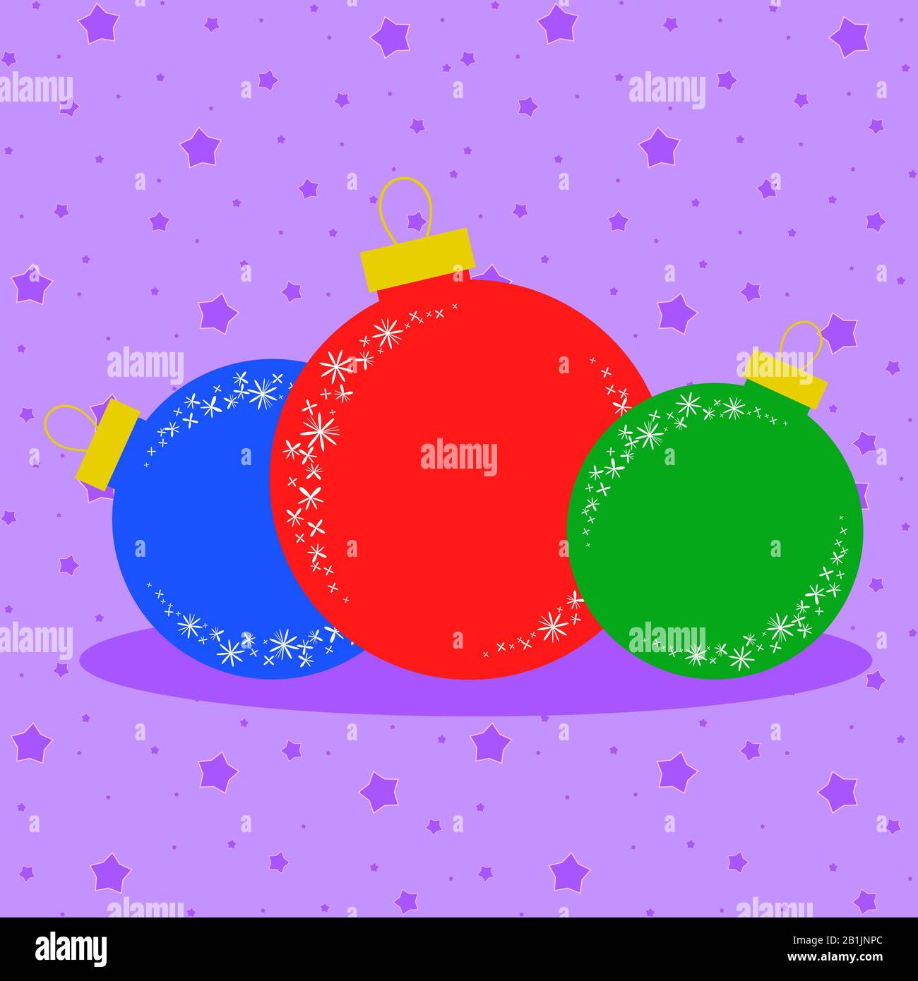 Flat colored set of isolated Christmas toys in the form of balls ...