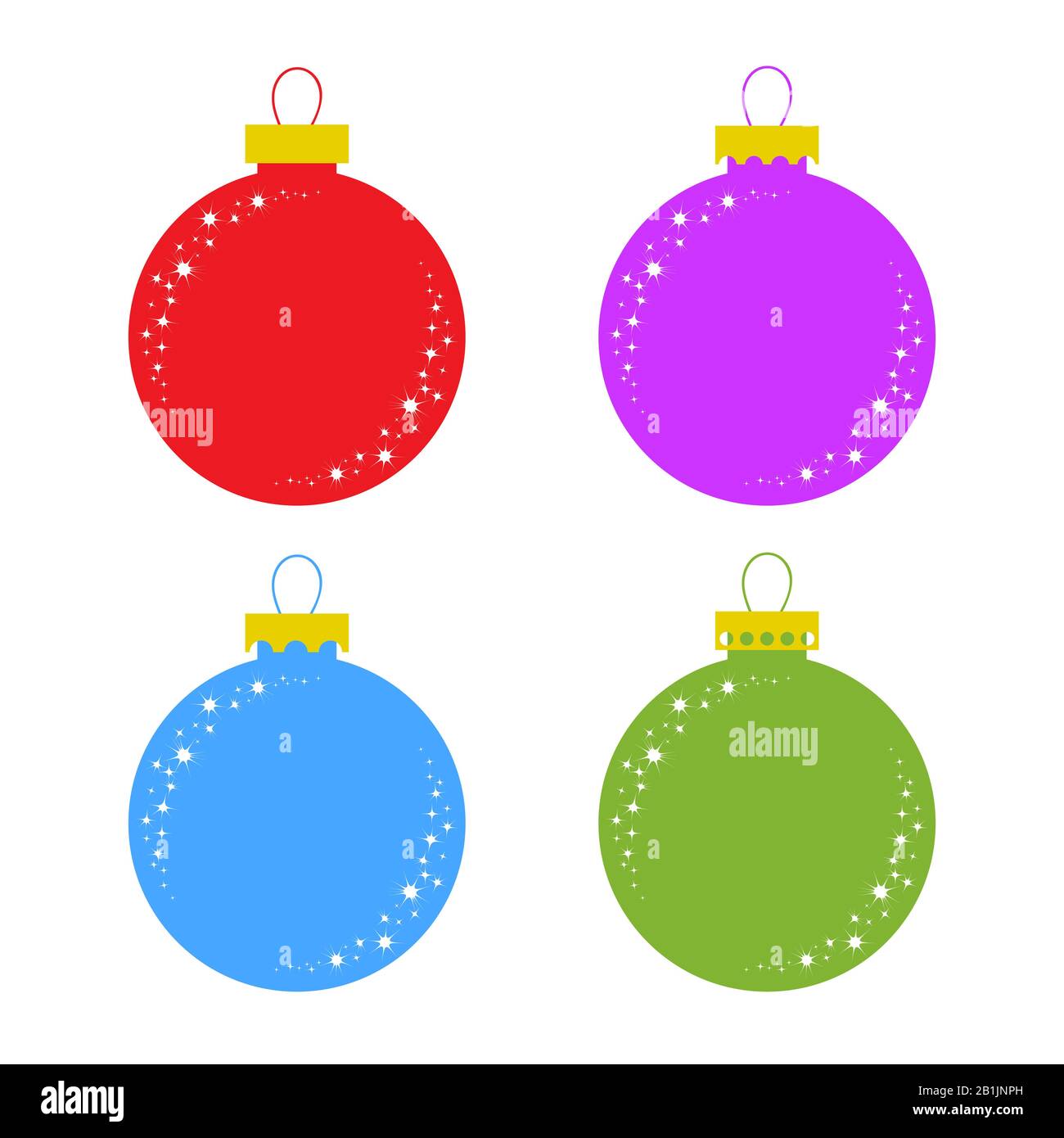 Flat colored set of isolated Christmas toys in the form of balls ...