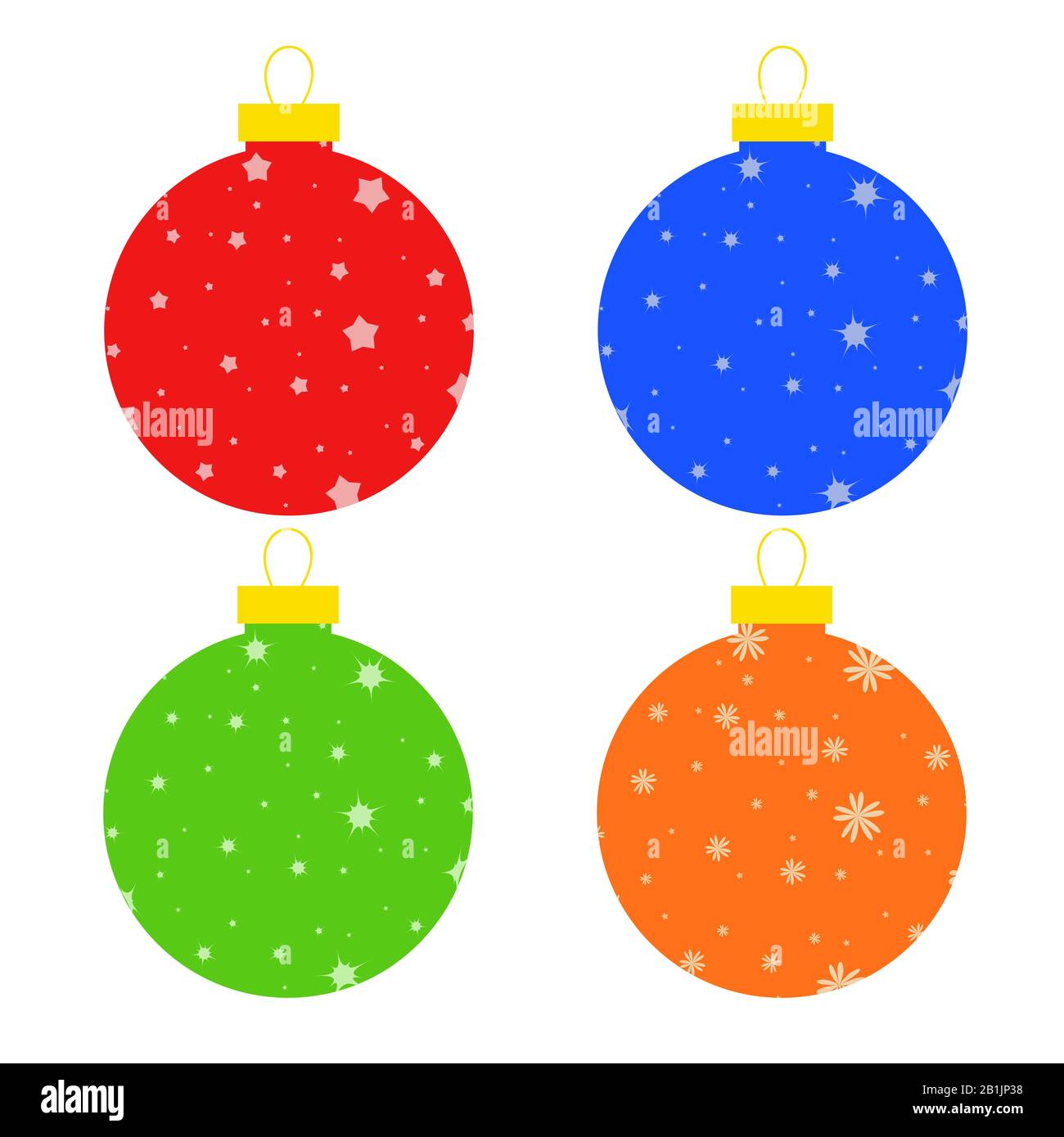 Flat colored set of isolated Christmas toys in the form of balls ...