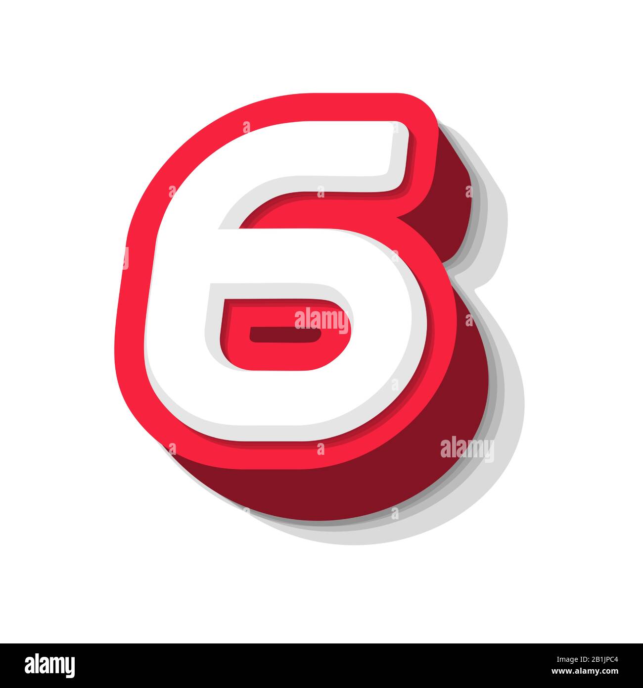 3D bold funny number 6, heavy type for modern super hero monogram, prize logo, comic graphic, fun and cool poster and education game. Extrude style Stock Vector