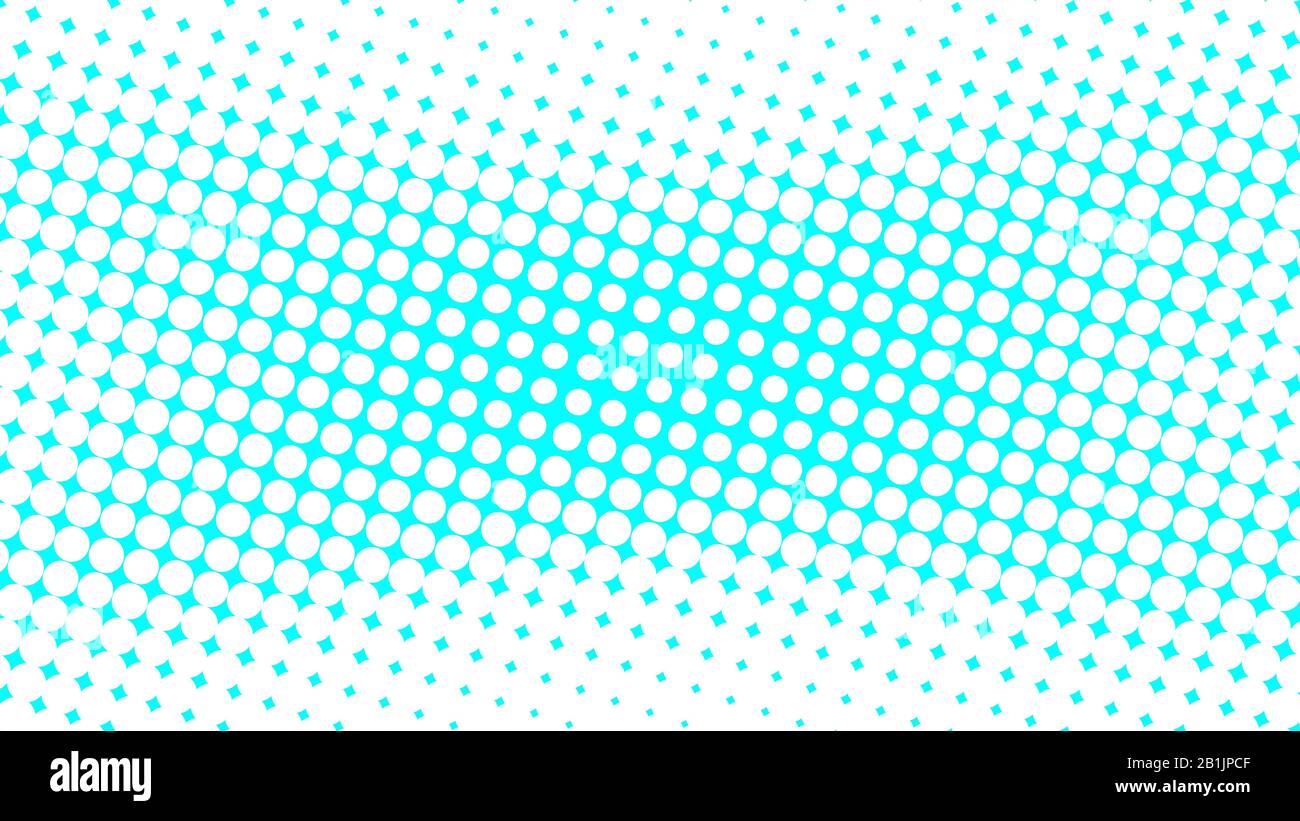 white and blue halftone pattern. colorful background and texture. illustration. widescreen ratio. Stock Photo
