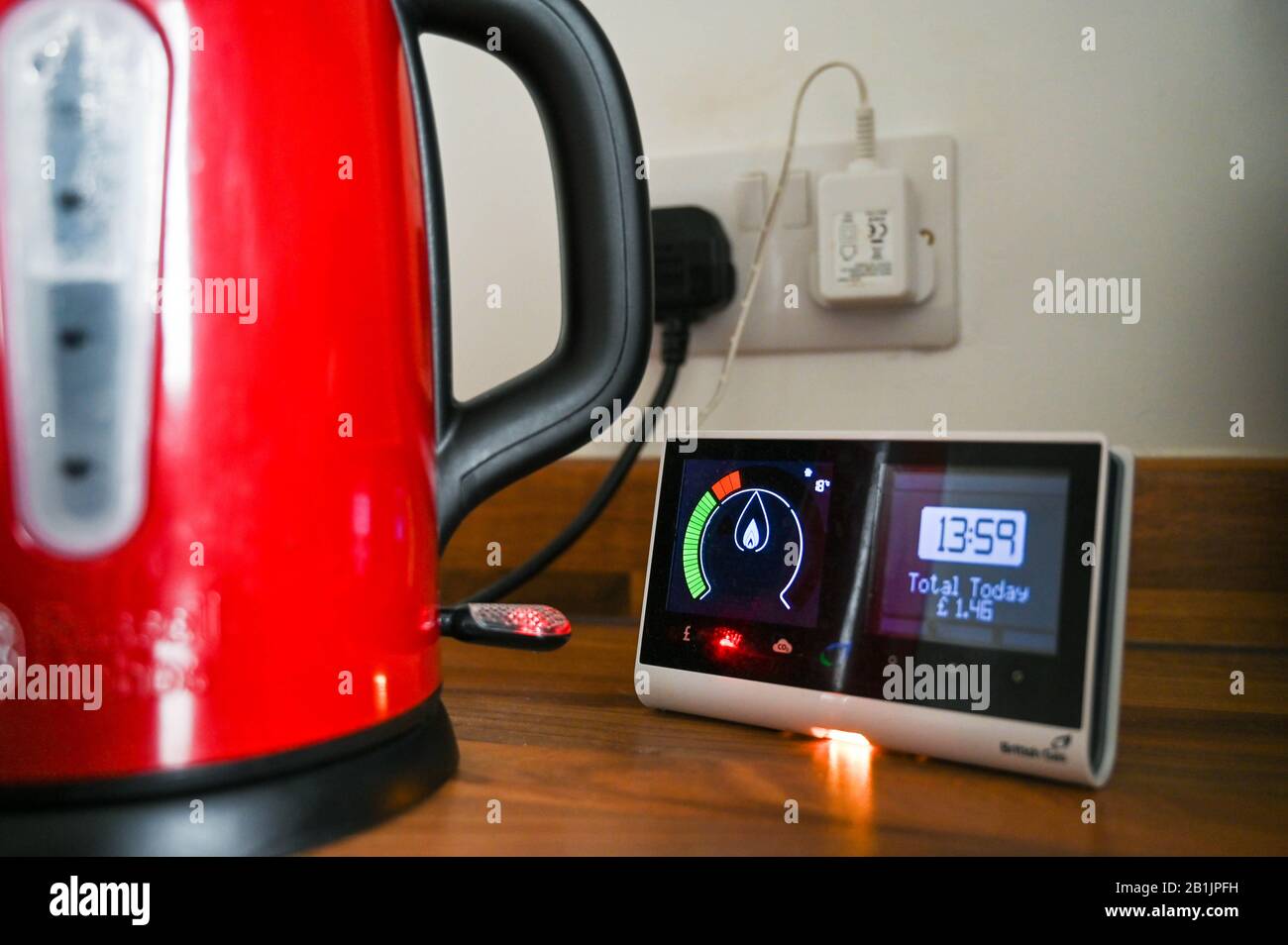 Close-up of a green plastic Bodum electric kettle Stock Photo - Alamy