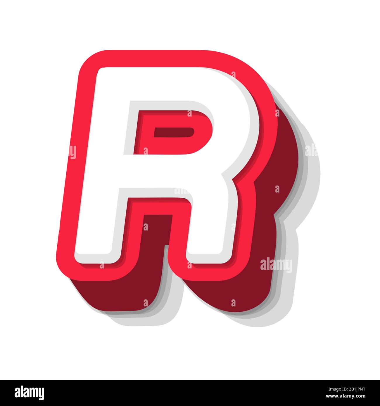 3D bold funny letter R, heavy type for modern super hero monogram, prize  logo, comic graphic, fun and cool poster and education game. Extrude style  Stock Vector Image & Art - Alamy