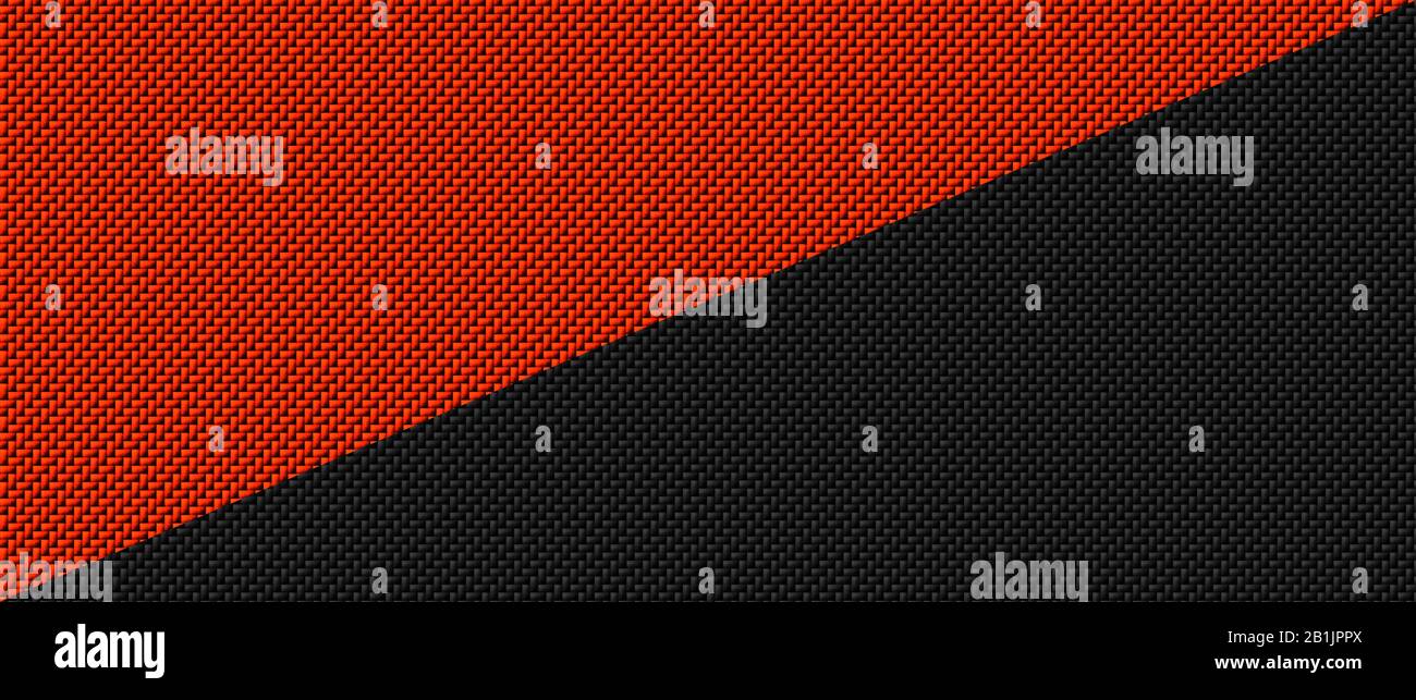 red and black carbon fibre background and texture. 3d illustration