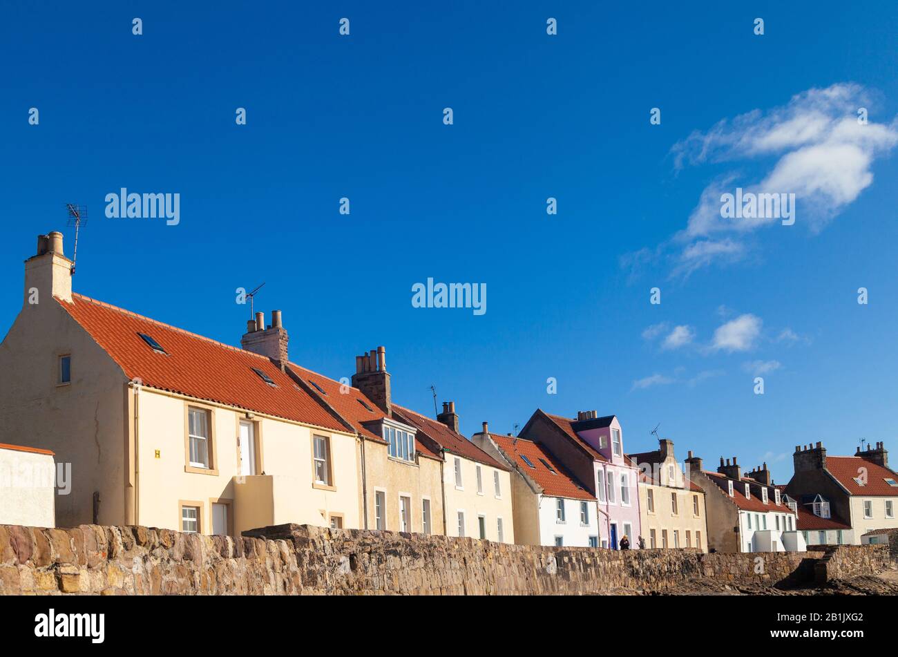 Traditional cottages at the sea front of Pittenweem in the East Neuk of
