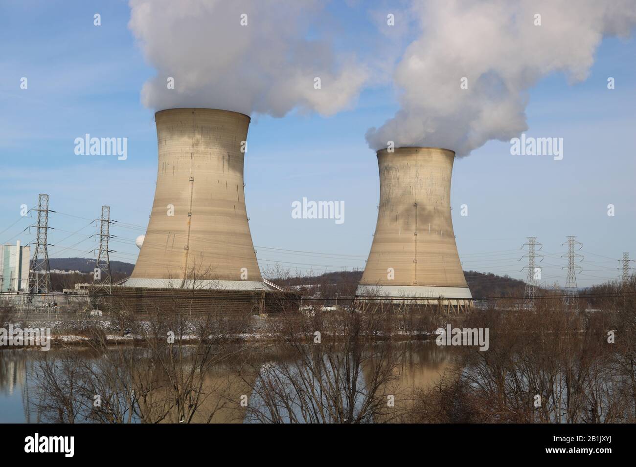 The Nuclear Reactors at Three Mile Island. Stock Photo