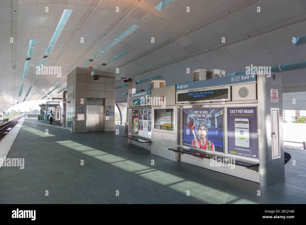 Miami, Florida – April 3, 2019: Metrorail Metro Station at Miami airport (MIA) in Florida. Stock Photo