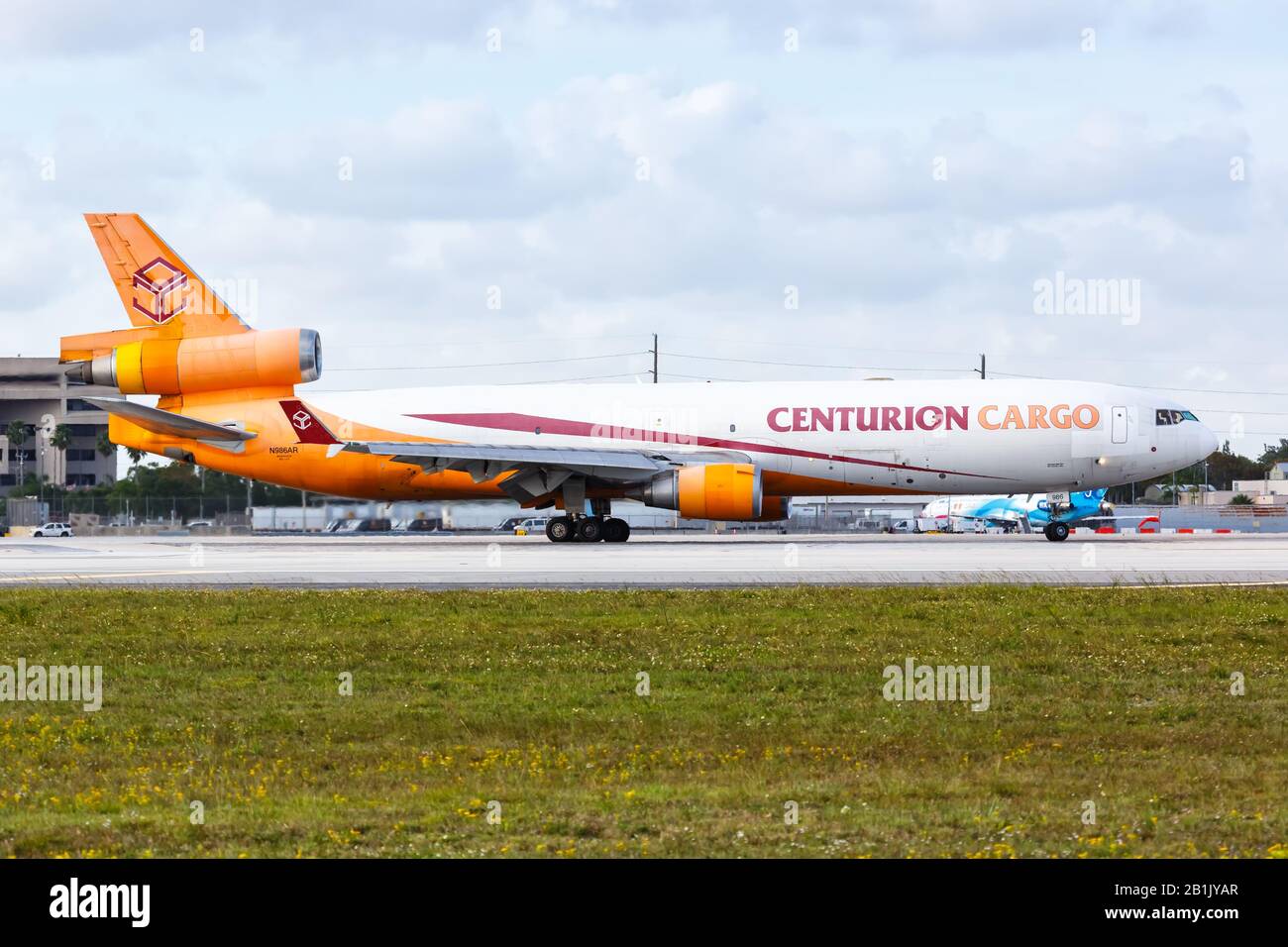 Miami, Florida – April 6, 2019: Centurion Air Cargo McDonnell Douglas MD-11 airplane at Miami airport (MIA) in Florida. Stock Photo