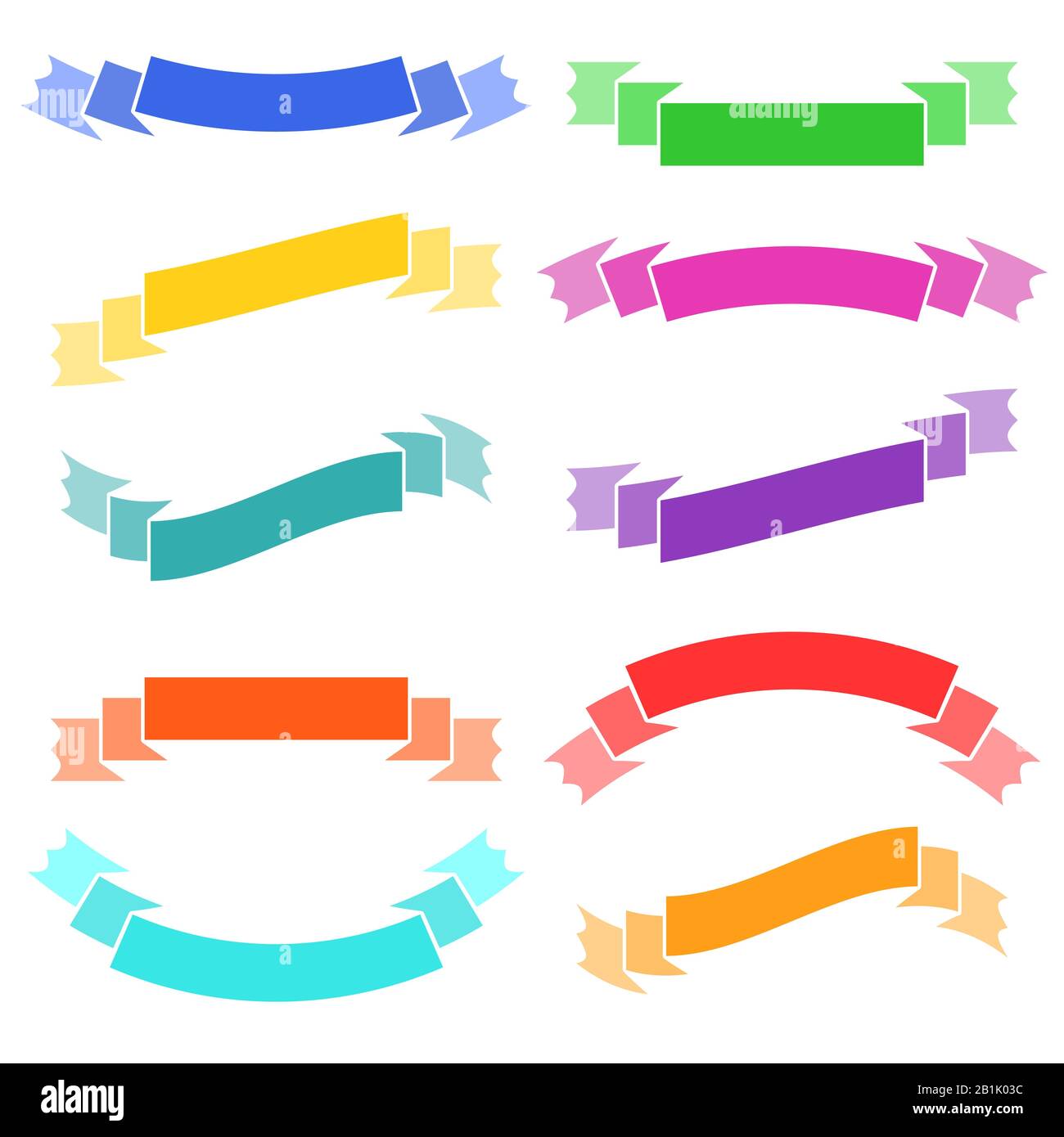 Set of isolated flat colored ribbons banners. On a white background ...
