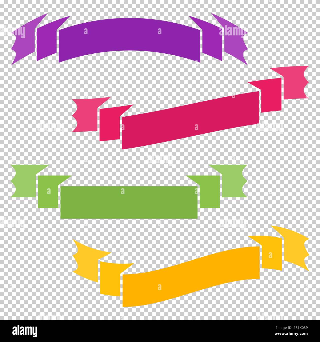 Set of colored flat isolated ribbon banners on a transparent background ...