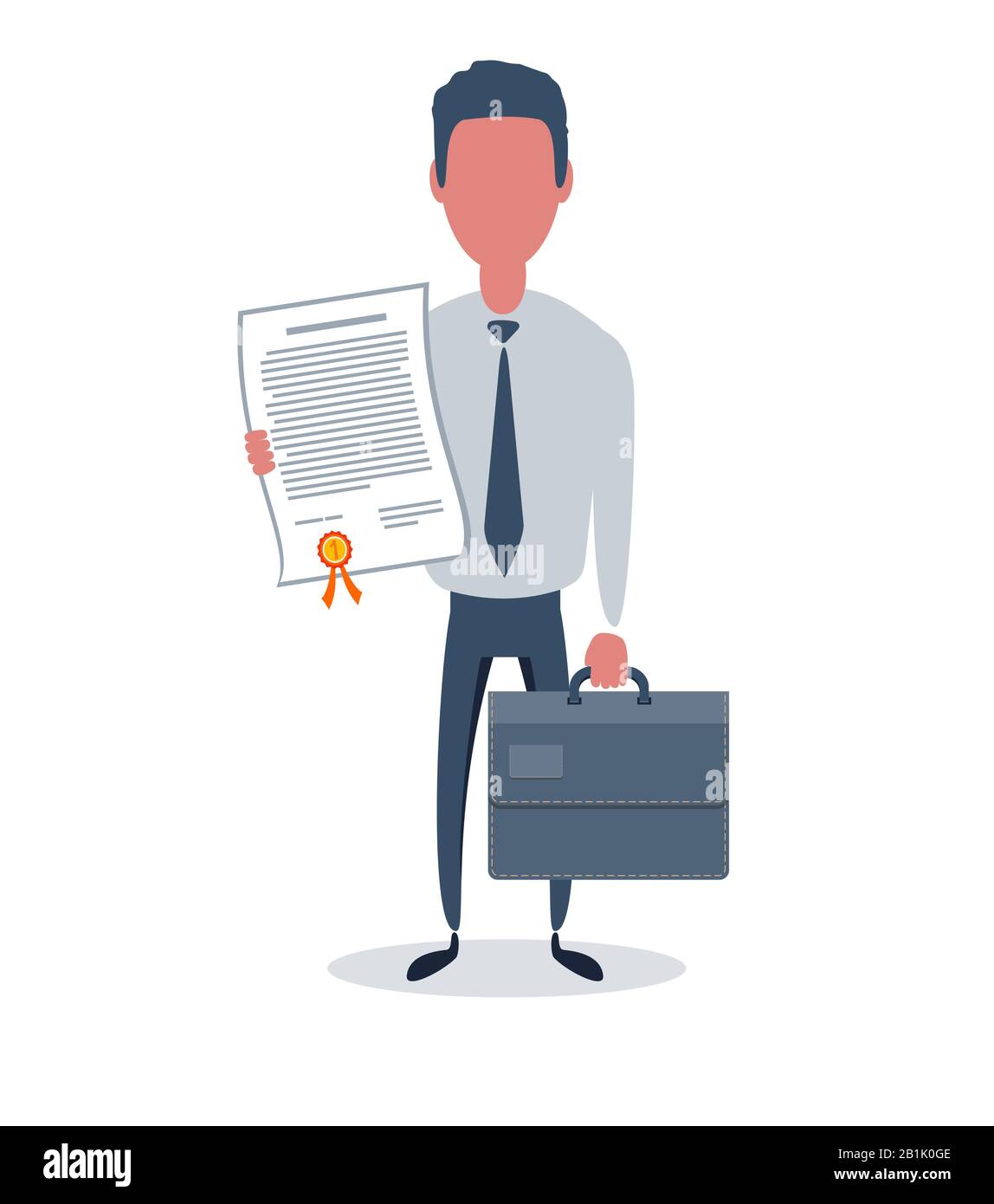 Businessman or clerk. Male character in trendy simple style with objects, flat vector illustration. Stock Vector