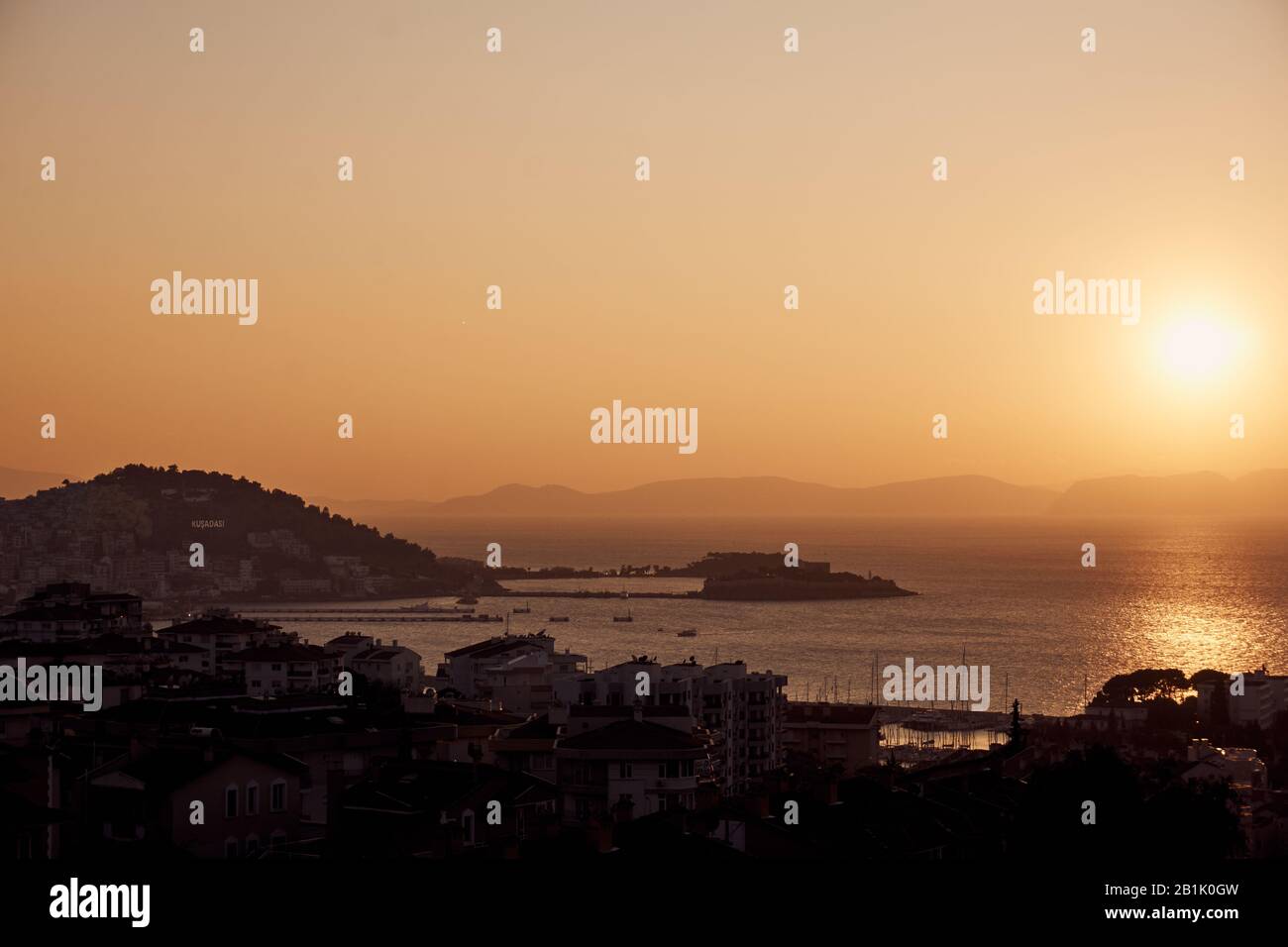 Beautiful sunset view from  Kusadasi, Turkey Stock Photo