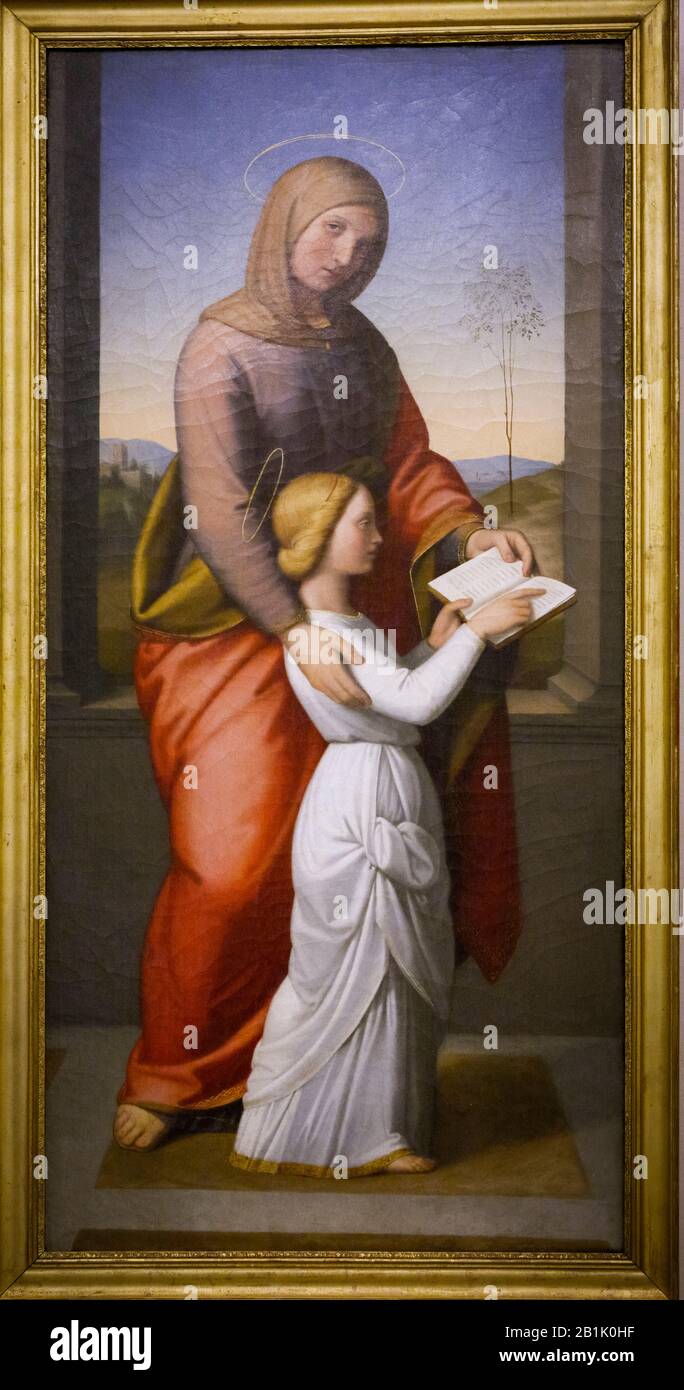 Italy Marche Senigallia- Diocesan Museum -  St. Anne educates the virgin child - Friedrih Overbeck Stock Photo