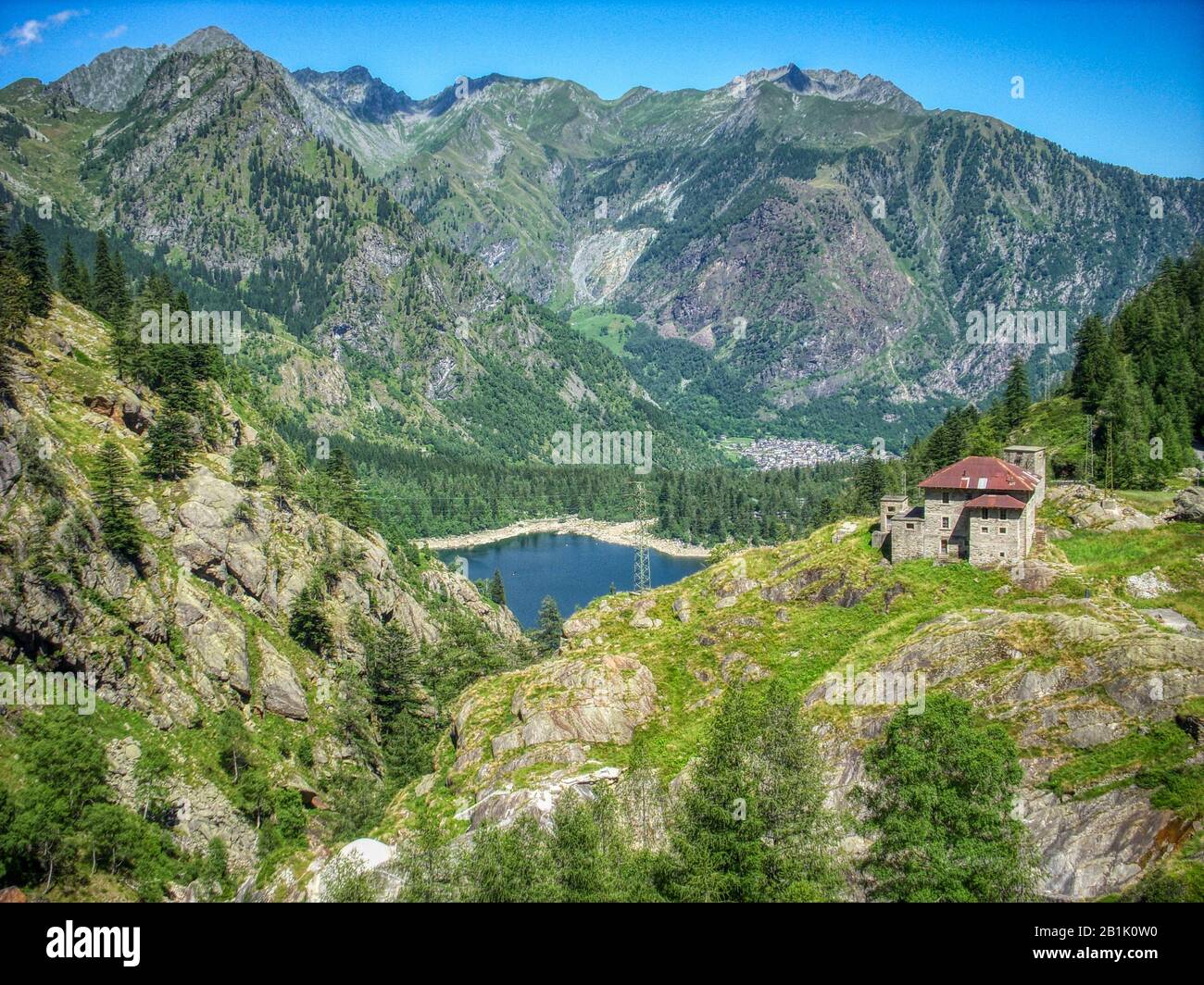 The lake of Antrona seen from the dam of the upper Campliccioli lake located at 1352 meters high Stock Photo