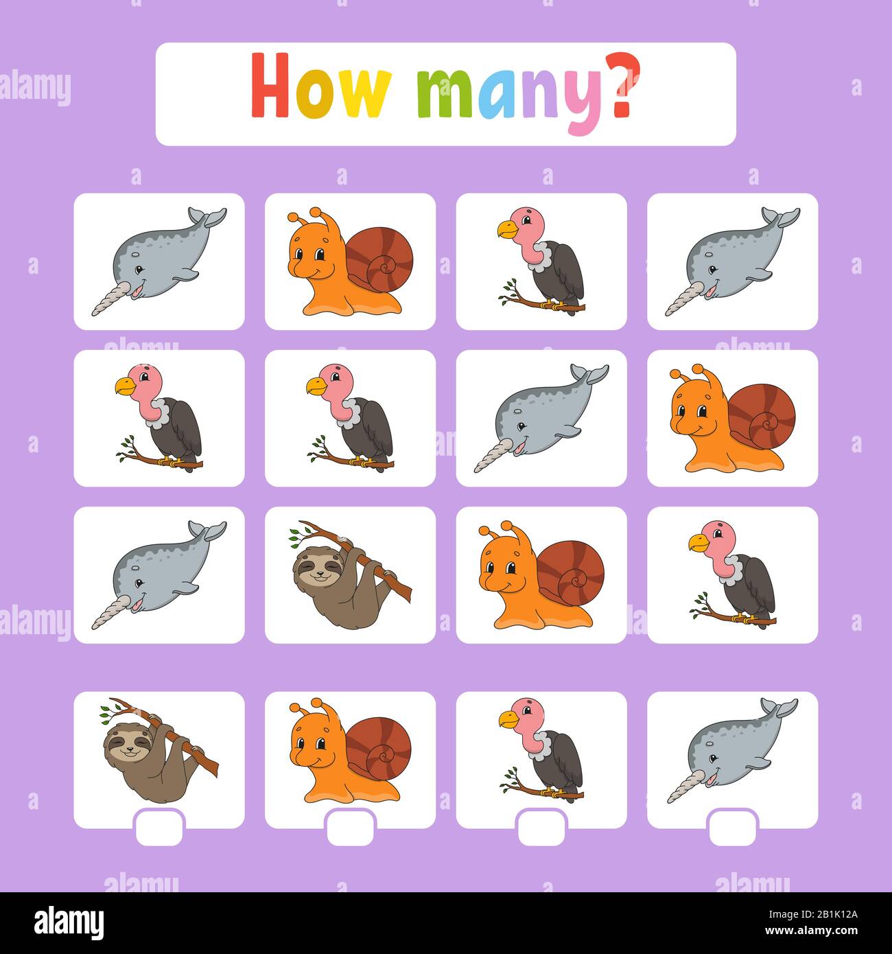 Counting game for children of preschool age. Learning mathematics. How many  animals in the picture. With space for answers. Simple flat isolated vecto  Stock Vector Image & Art - Alamy