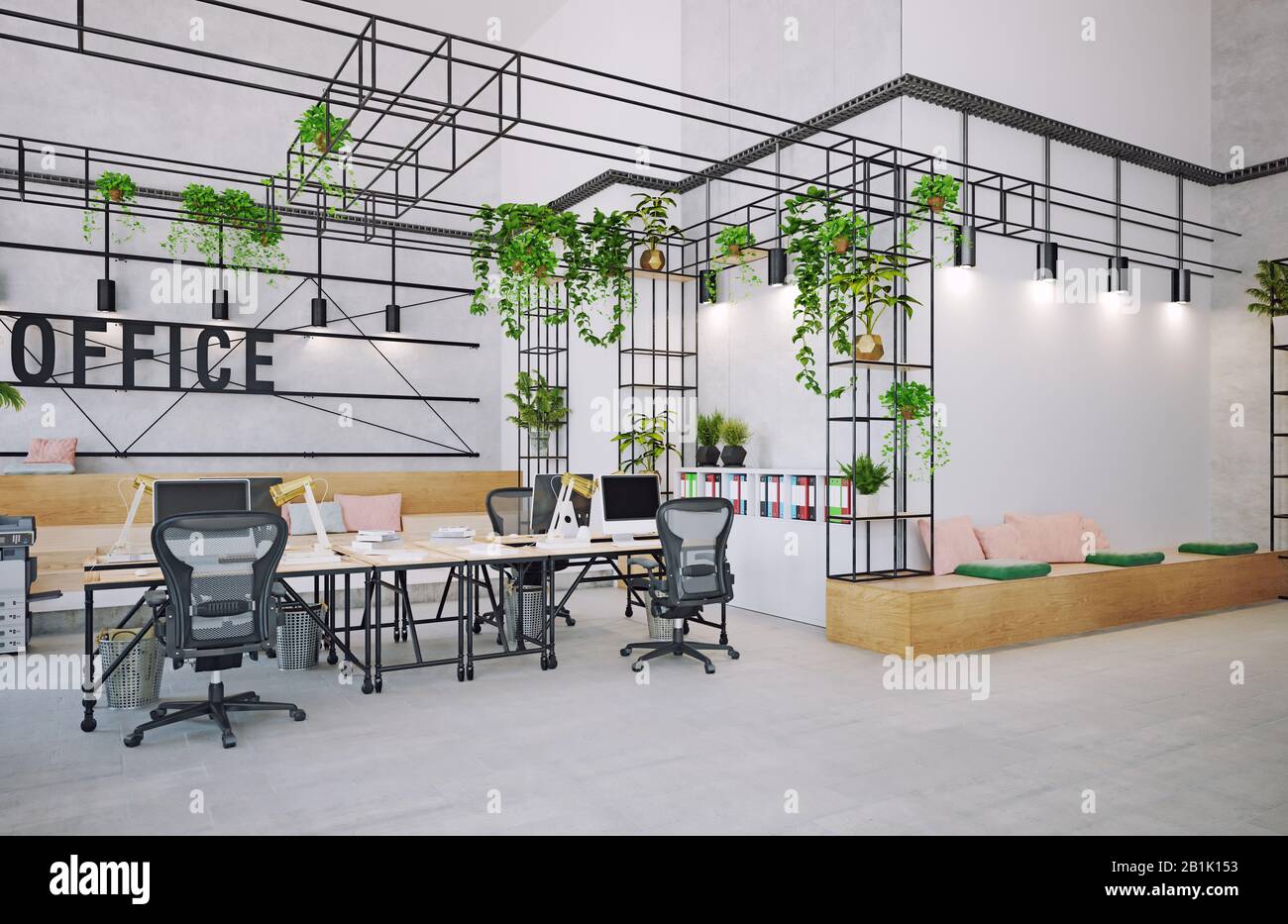 contemporary office interior. 3d rendering design concept Stock Photo -  Alamy