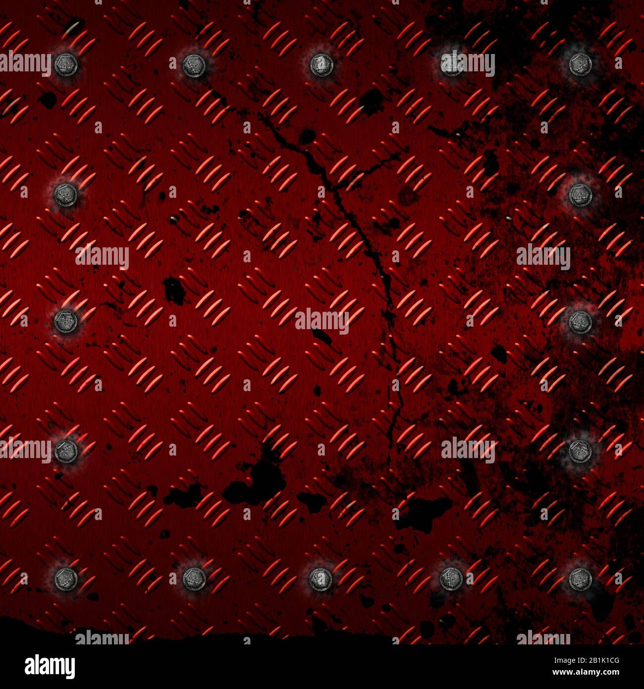 red grunge metal and rust plate with screw. 3d illustration for ...