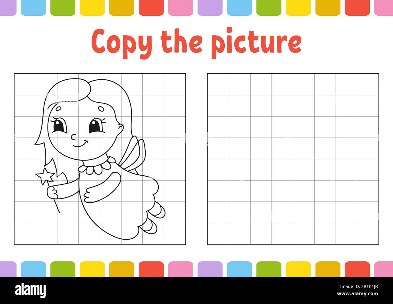 Copy The Picture Coloring Book Pages For Kids Education Developing Worksheet Game For Children Handwriting Practice Cute Cartoon Vector Illustrat Stock Vector Image Art Alamy