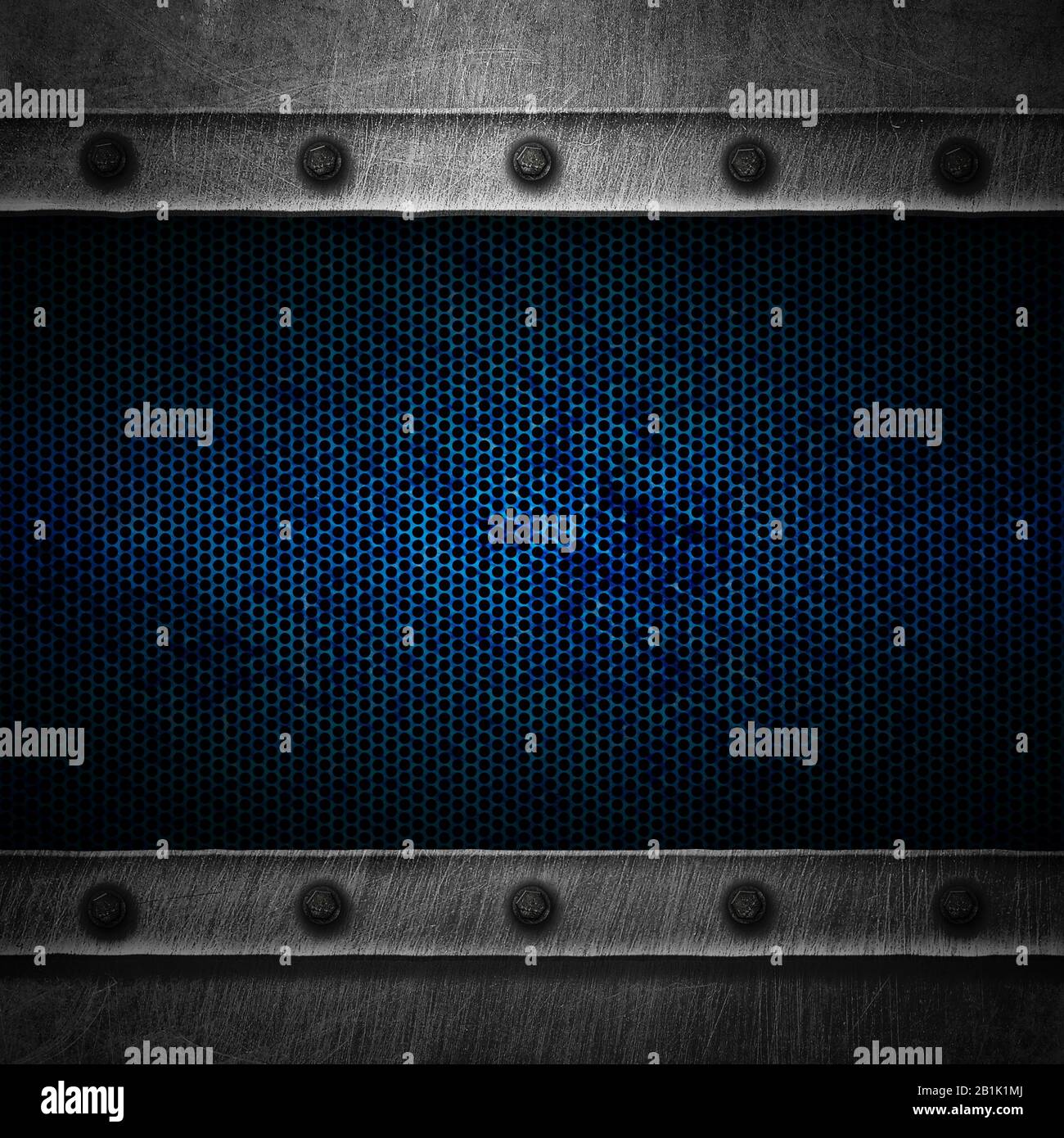 blue grunge metal and rust plate. 3d illustration for background and texture. Stock Photo