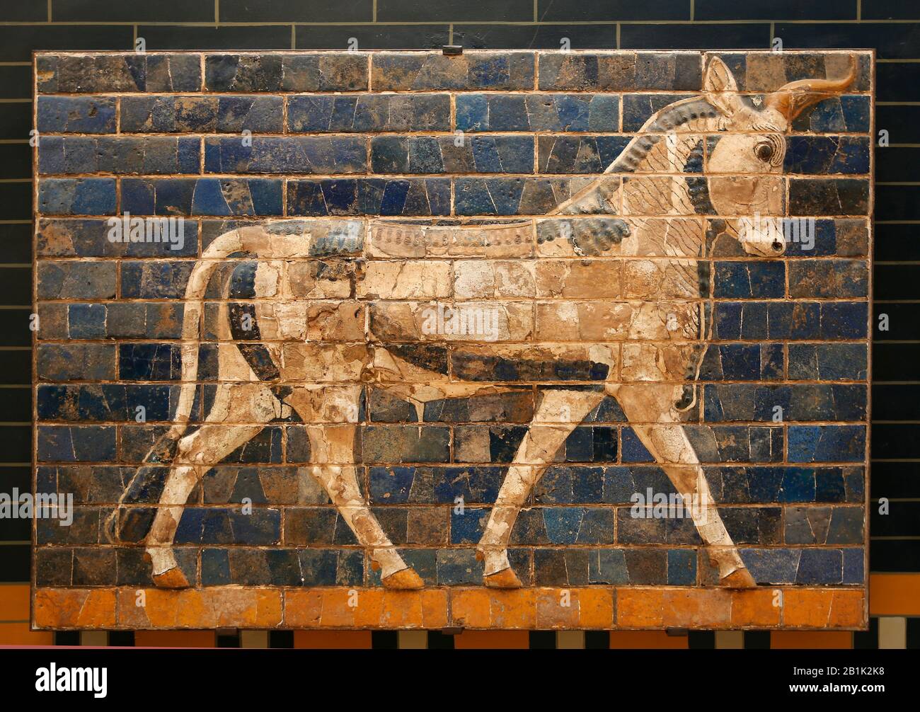 Aurochs (bulls). Ishtar gate. Babylon. Neo-Babylon. 604-562 BC. Glazed Brick. Iraq. Istanbul Archaeoligical Museum. Turkey. Stock Photo
