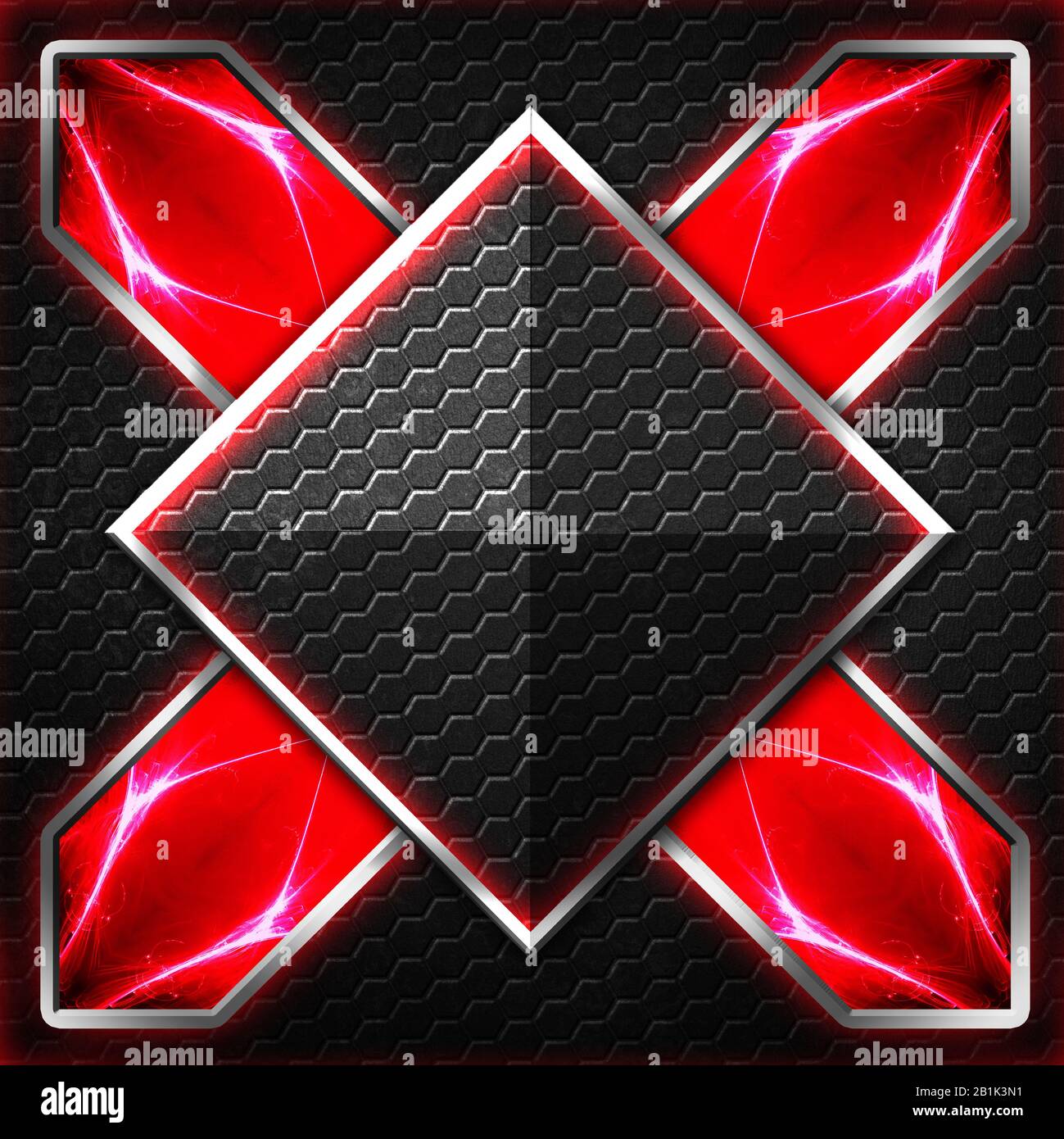 black hexagon x frame on red and white light. background and texture for  scifi and game design. 3d illustration Stock Photo - Alamy