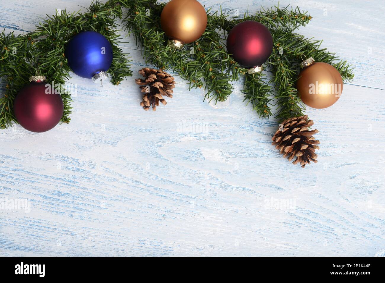 Christmas ornaments with pine cones and spruce tree branch Stock Photo ...