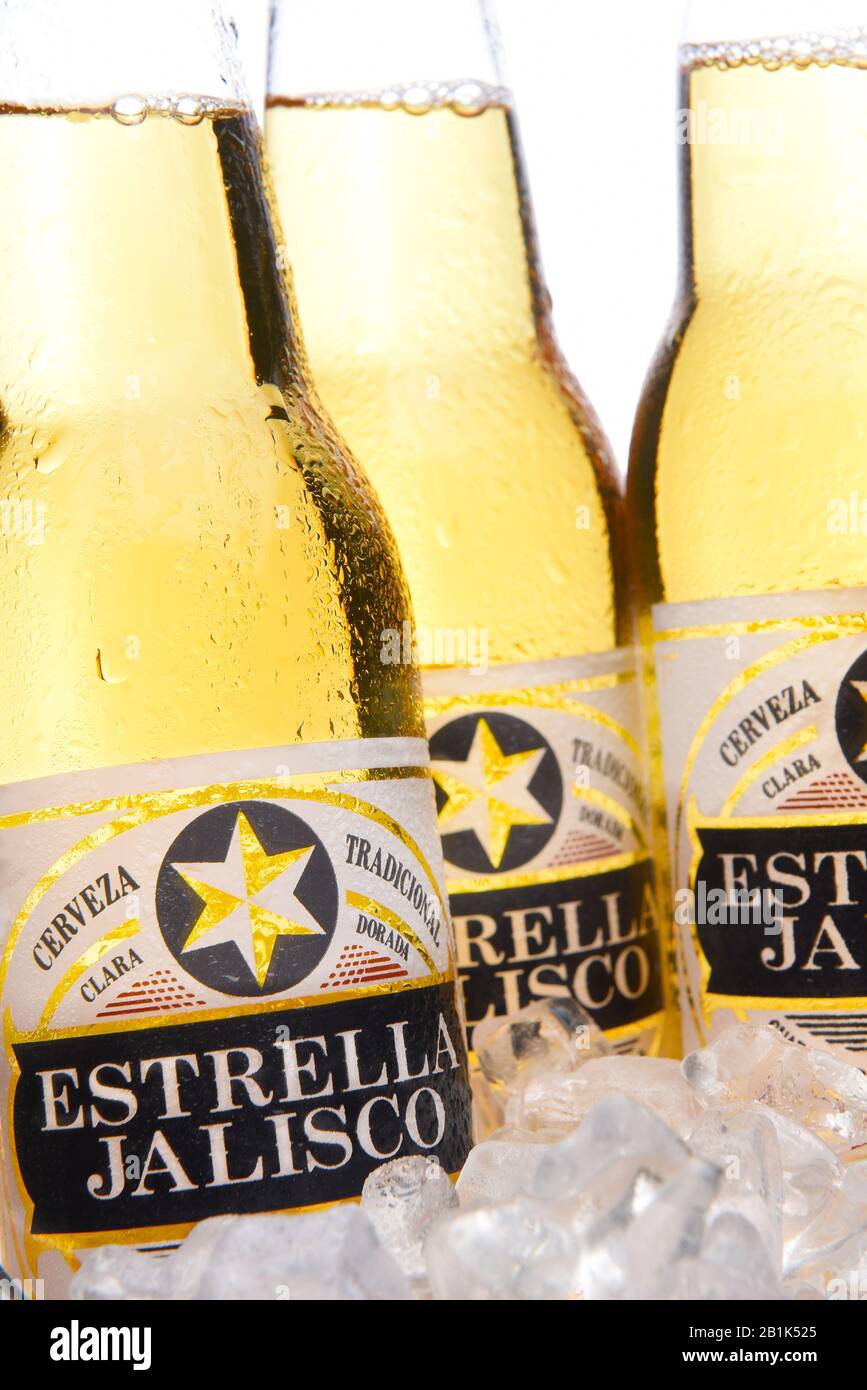 Irvine Califronia March 29 2018 Closeup Of Three Bottles Of Estrella Jalisco Beer In Ice Estrella Jalisco Is A American Lager Style Beer Brewed Stock Photo Alamy