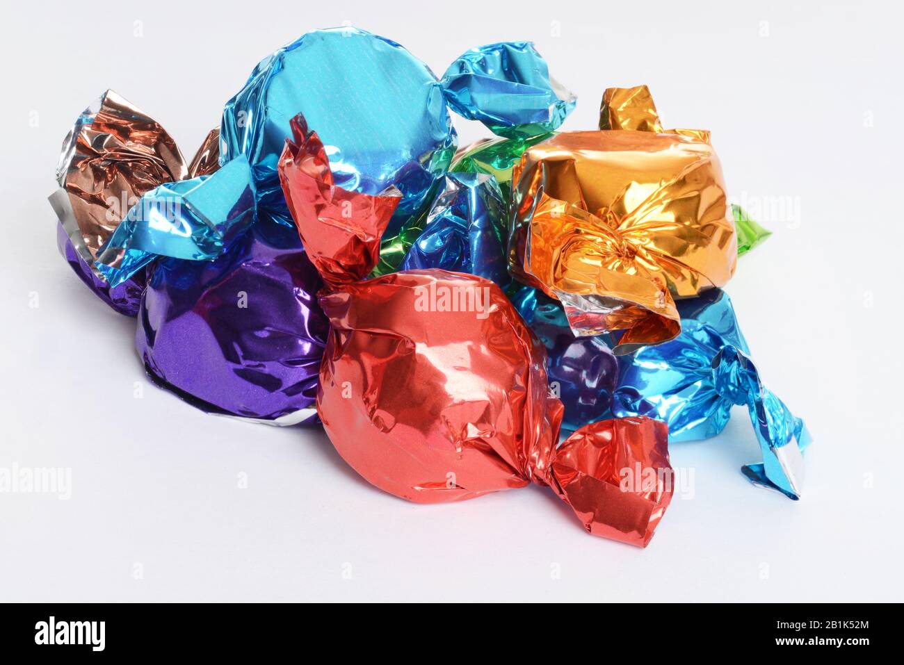 Top view pile assorted christmas chocolate Stock Photo